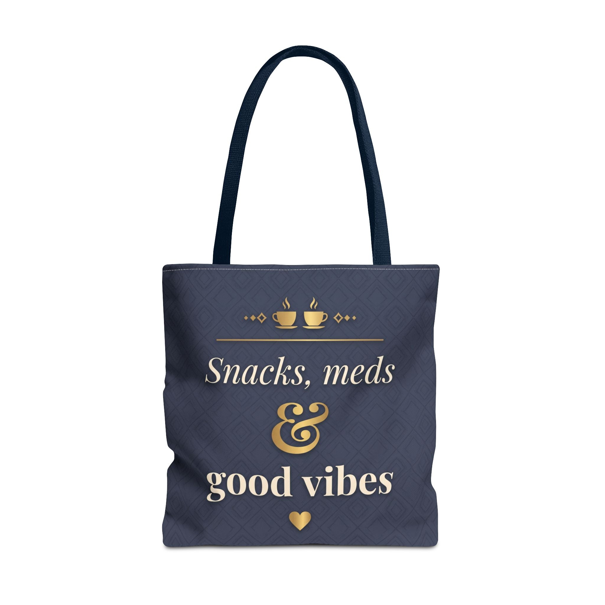 Snacks Meds & Good Vibes Tote | Funny Nurse Gift Tote Bag | Healthcare Worker Humour Gift | Premium Polyester Carry-All