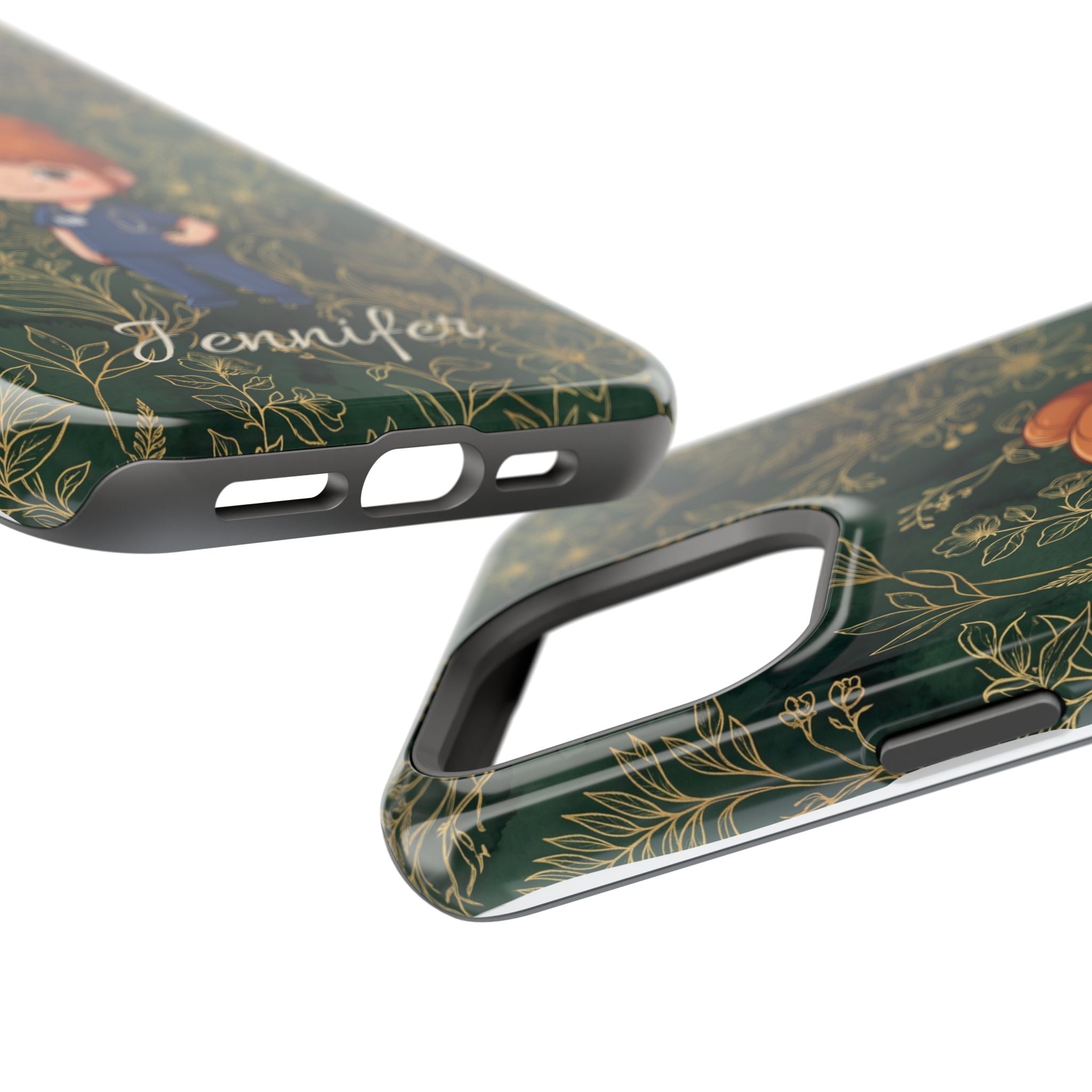 Personalized Nurse Botanical Phone Case — Impact-Resistant Wireless Charging Cover