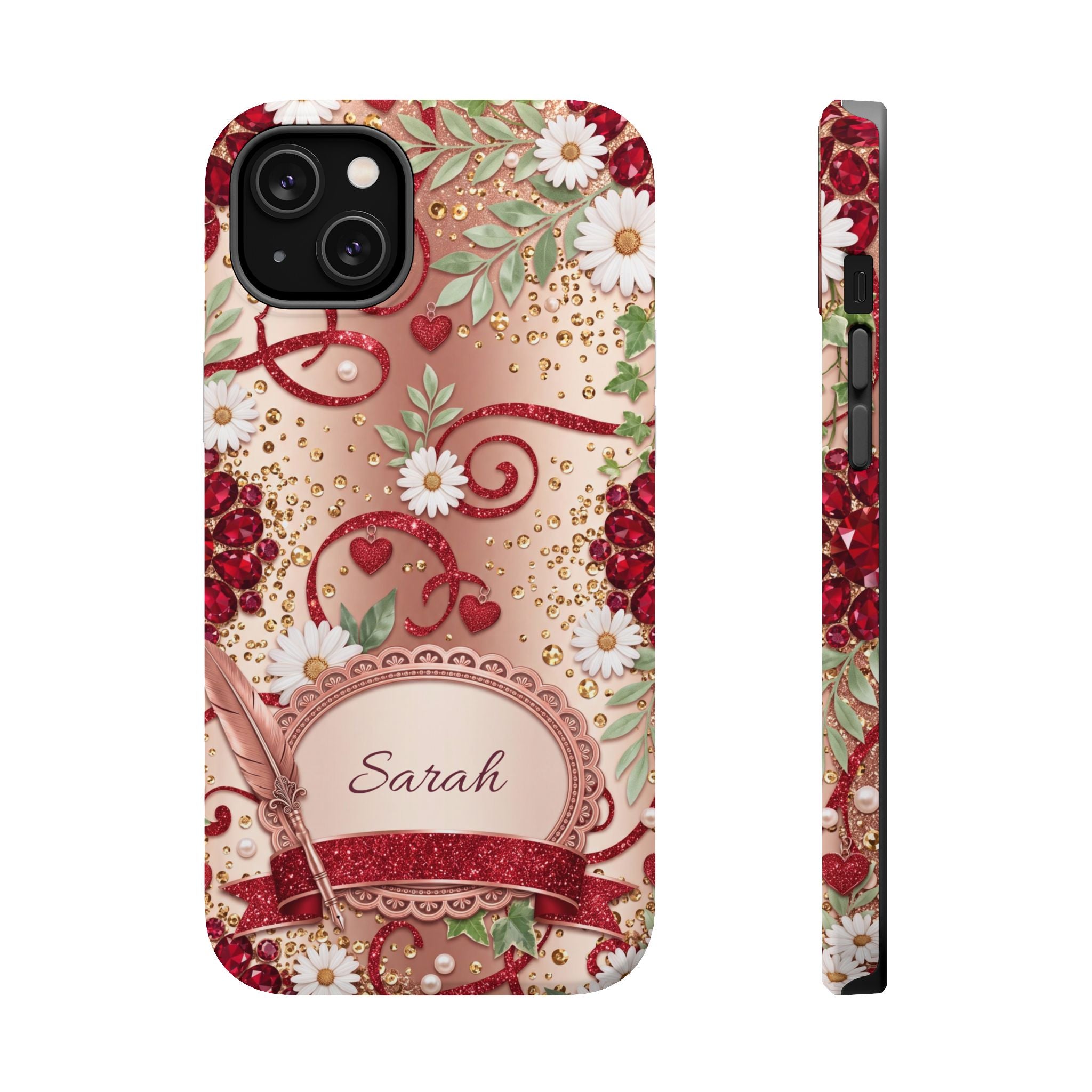 Personalized Vintage Floral Teacher Phone Case — Wireless Charging Cover