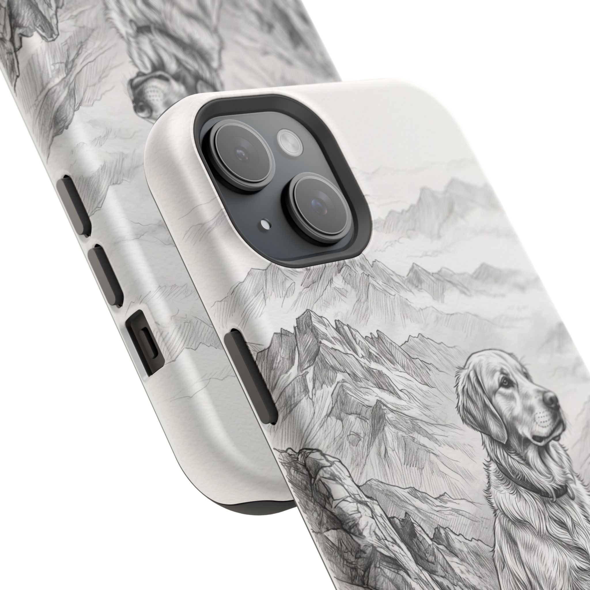 Personalized Golden Retriever Mountain Peak Phone Case — Wireless Charging Cover