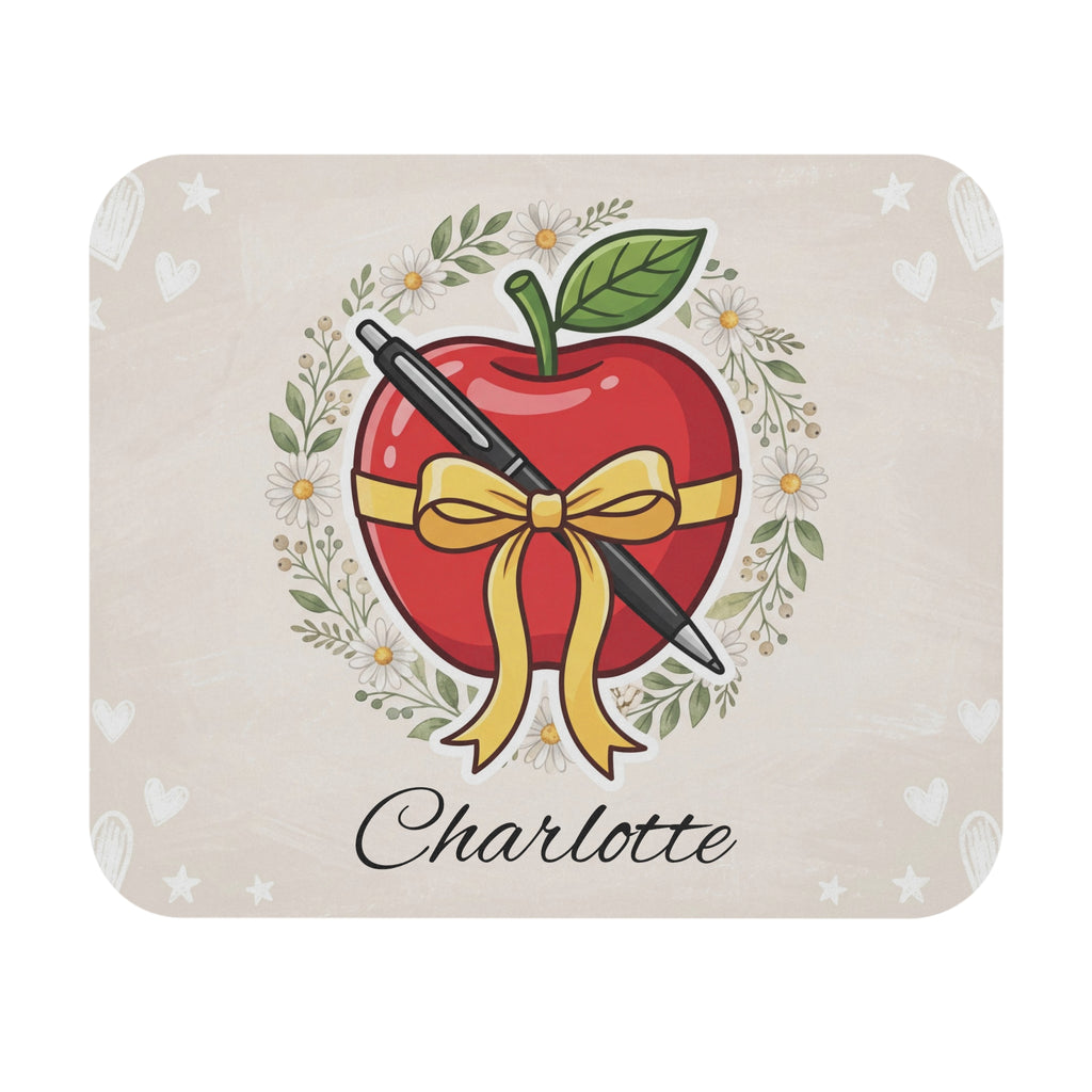 Personalized Teacher Mouse Pad with Name | Apple Wreath Design