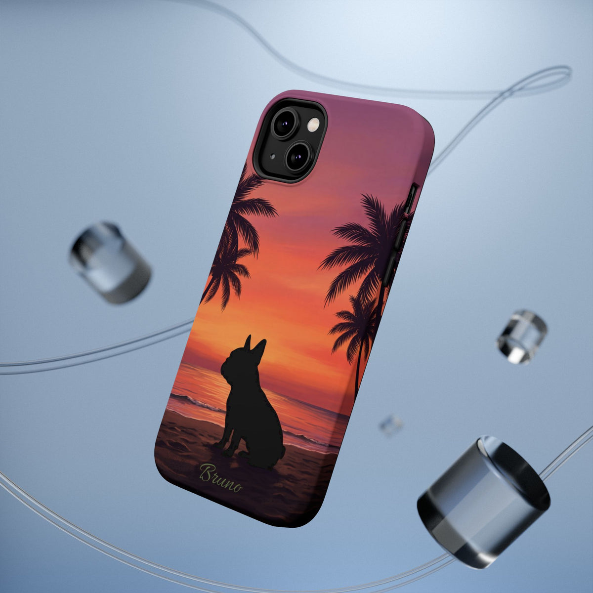 Personalized French Bulldog Tropical Beach Phone Case — Wireless Charging Cover