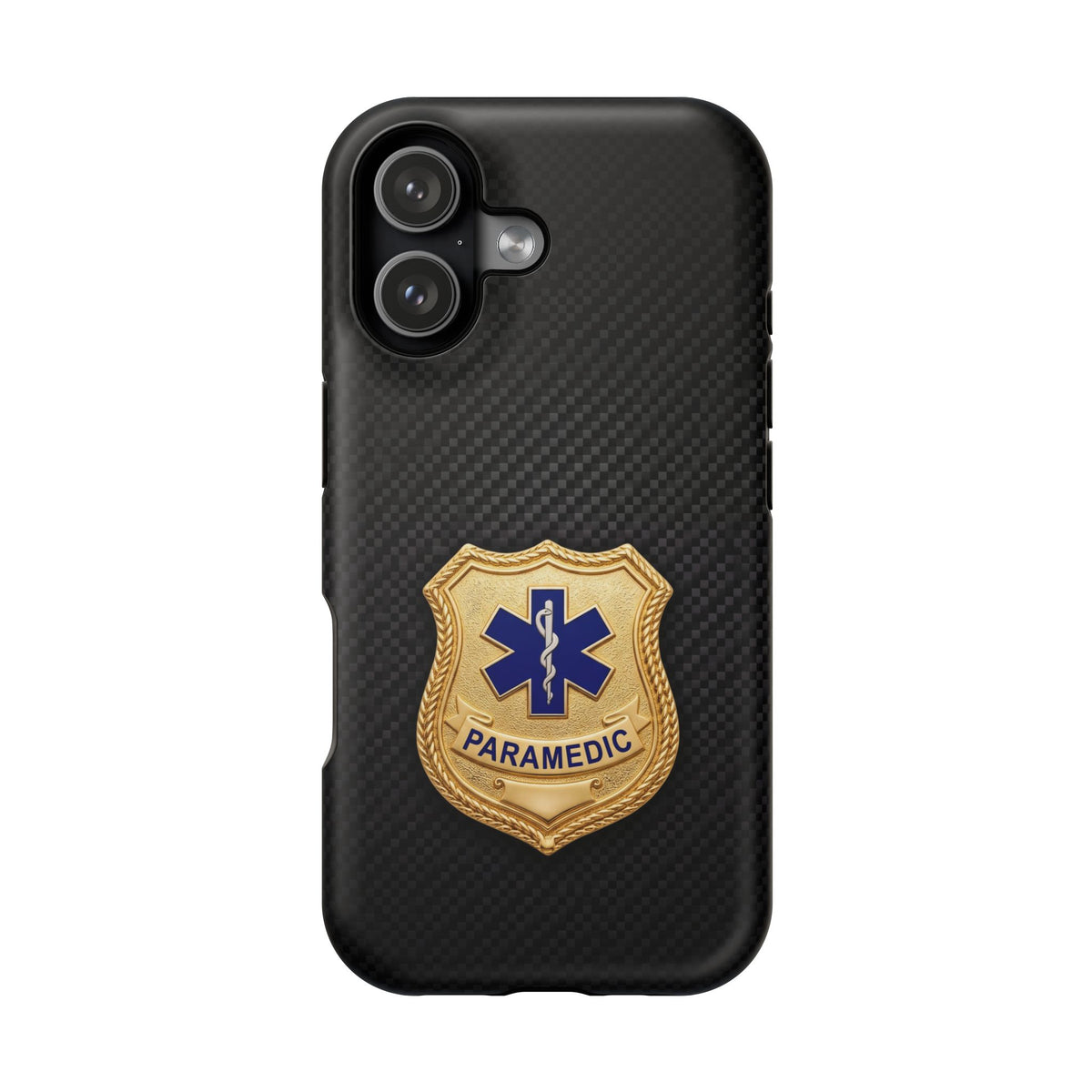 Gold Paramedic Badge Black Phone Case — Magnetic Wireless Charging Cover