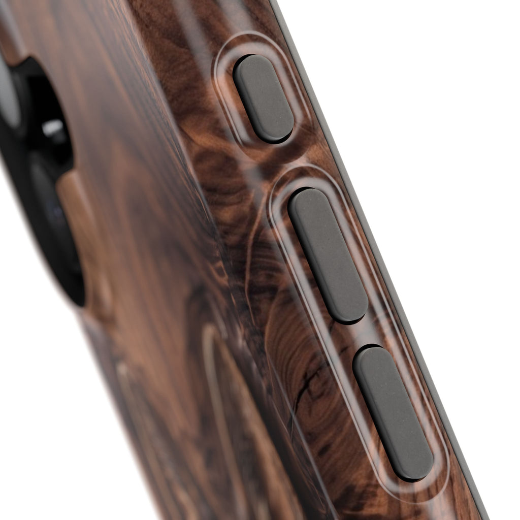 German Shepherd Phone Case | Carved Walnut Art — Tough Magnetic Case with Wireless Charging