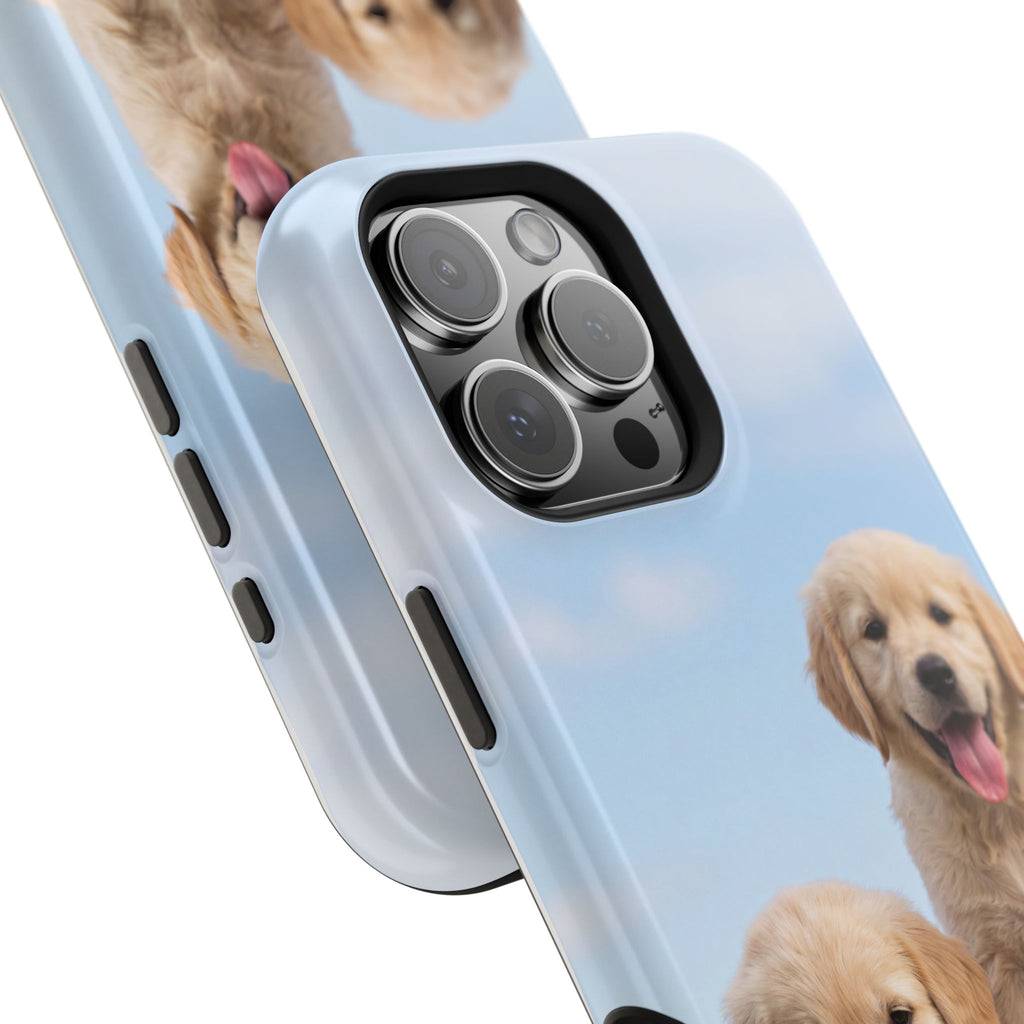 Golden Retriever Puppy Duo Phone Case — Impact-Resistant Wireless Charging Cover