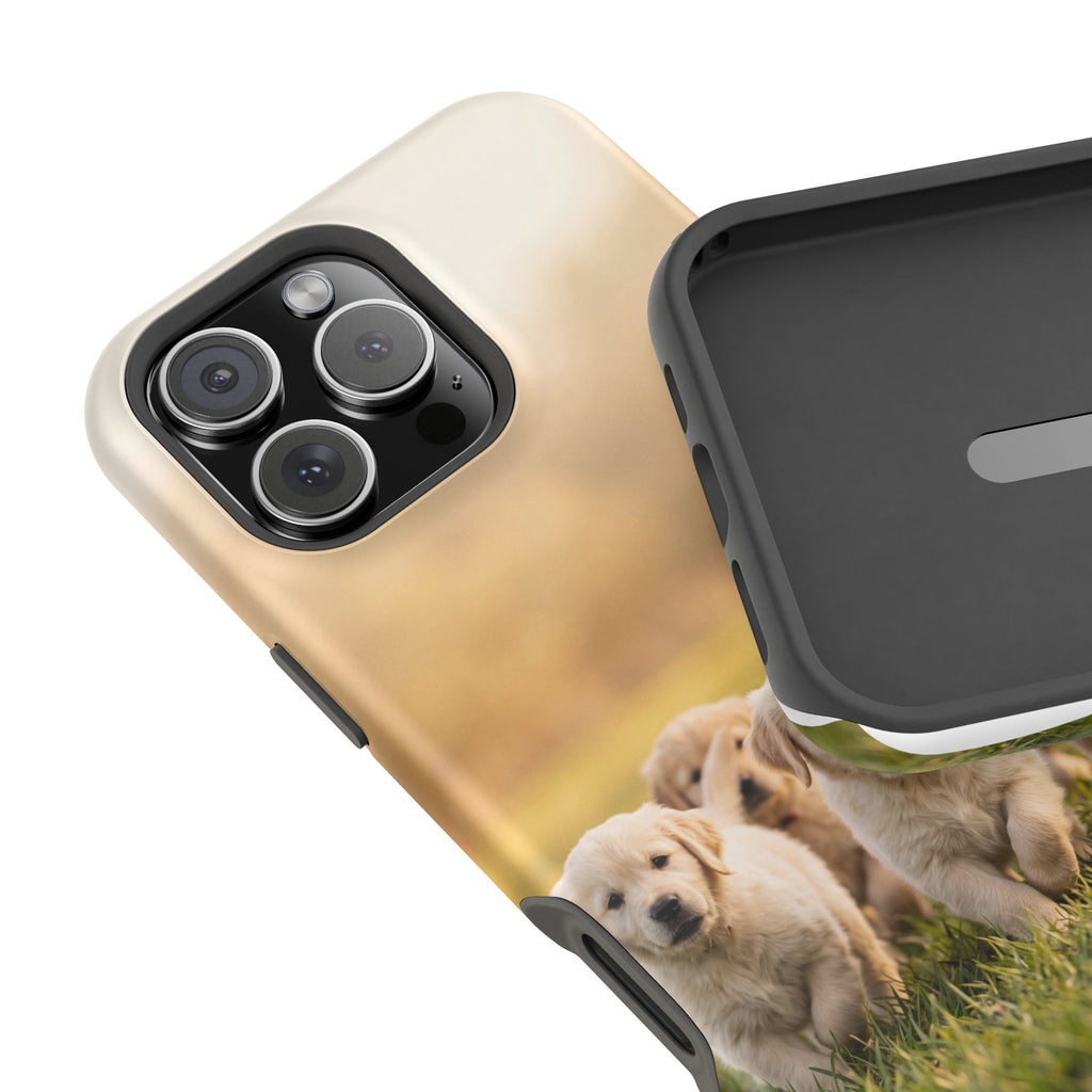 Golden Retriever Puppies Phone Case — Impact-Resistant Wireless Charging Cover