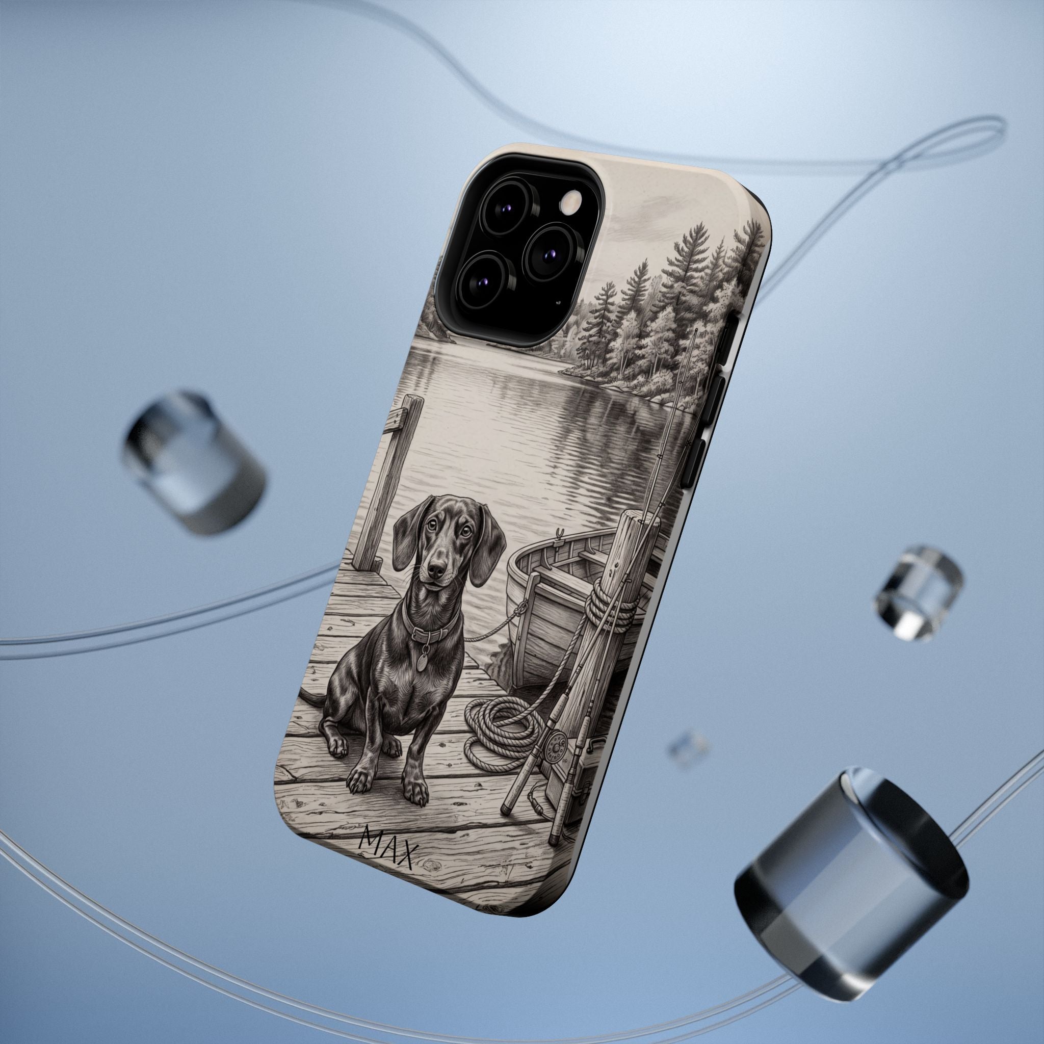 Personalized Dachshund Sunset Beach Phone Case — Wireless Charging Cover