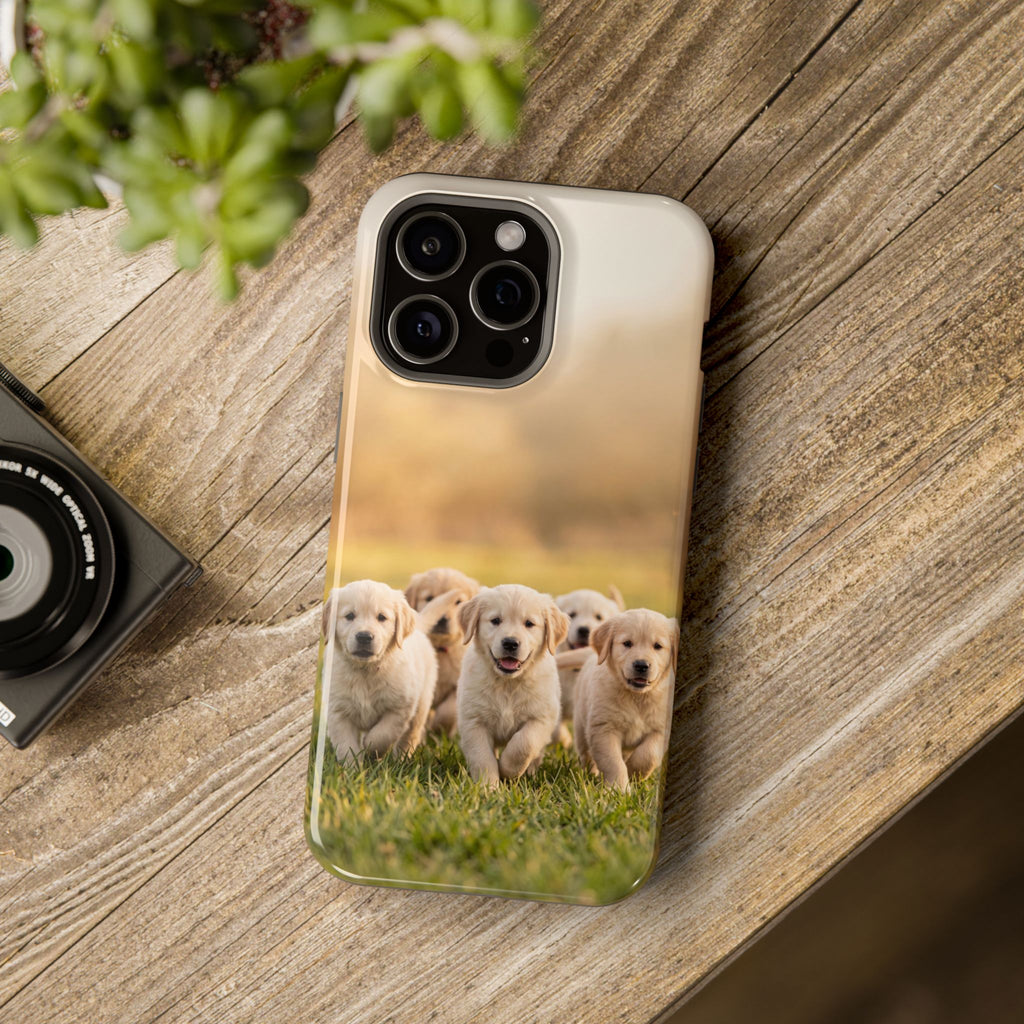 Golden Retriever Puppies Phone Case — Impact-Resistant Wireless Charging Cover