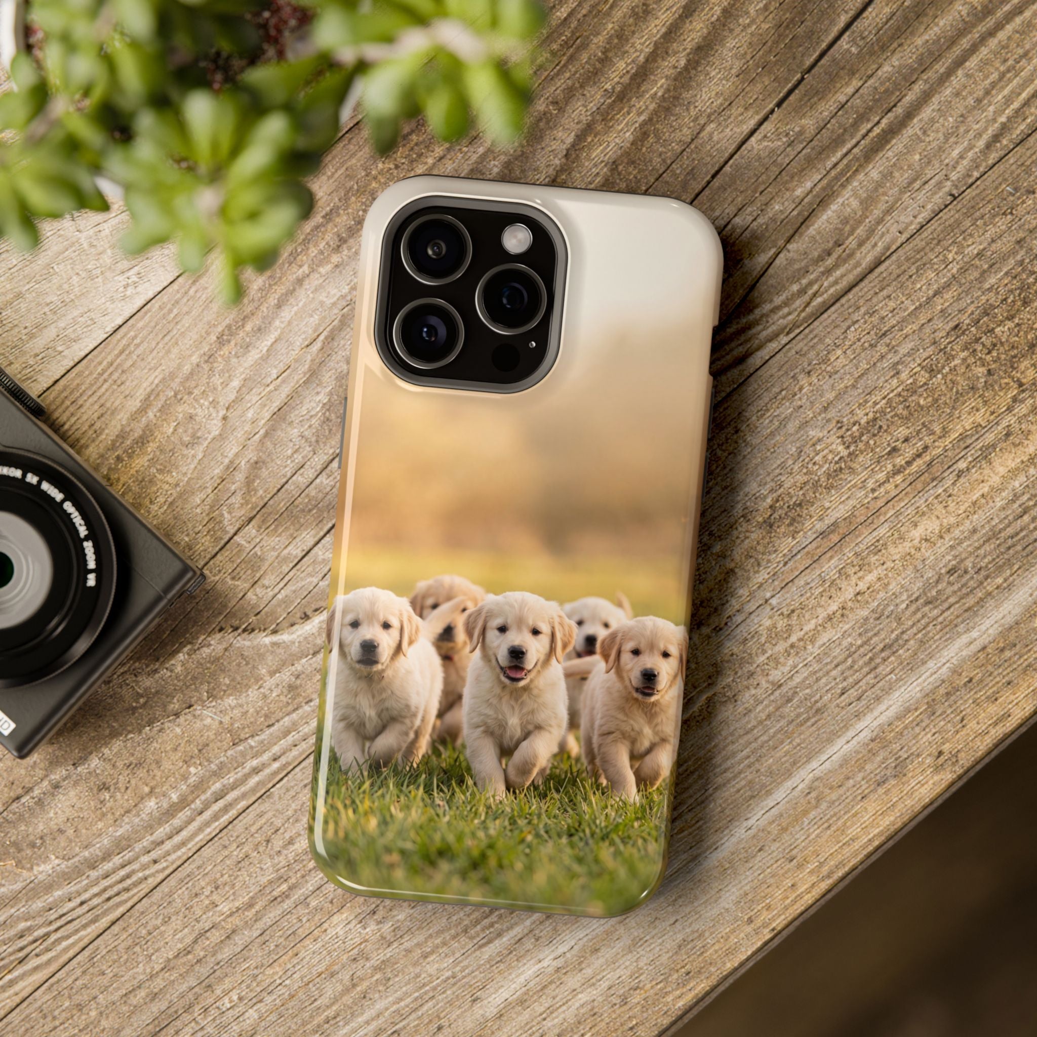 Golden Retriever Puppies Phone Case — Impact-Resistant Wireless Charging Cover