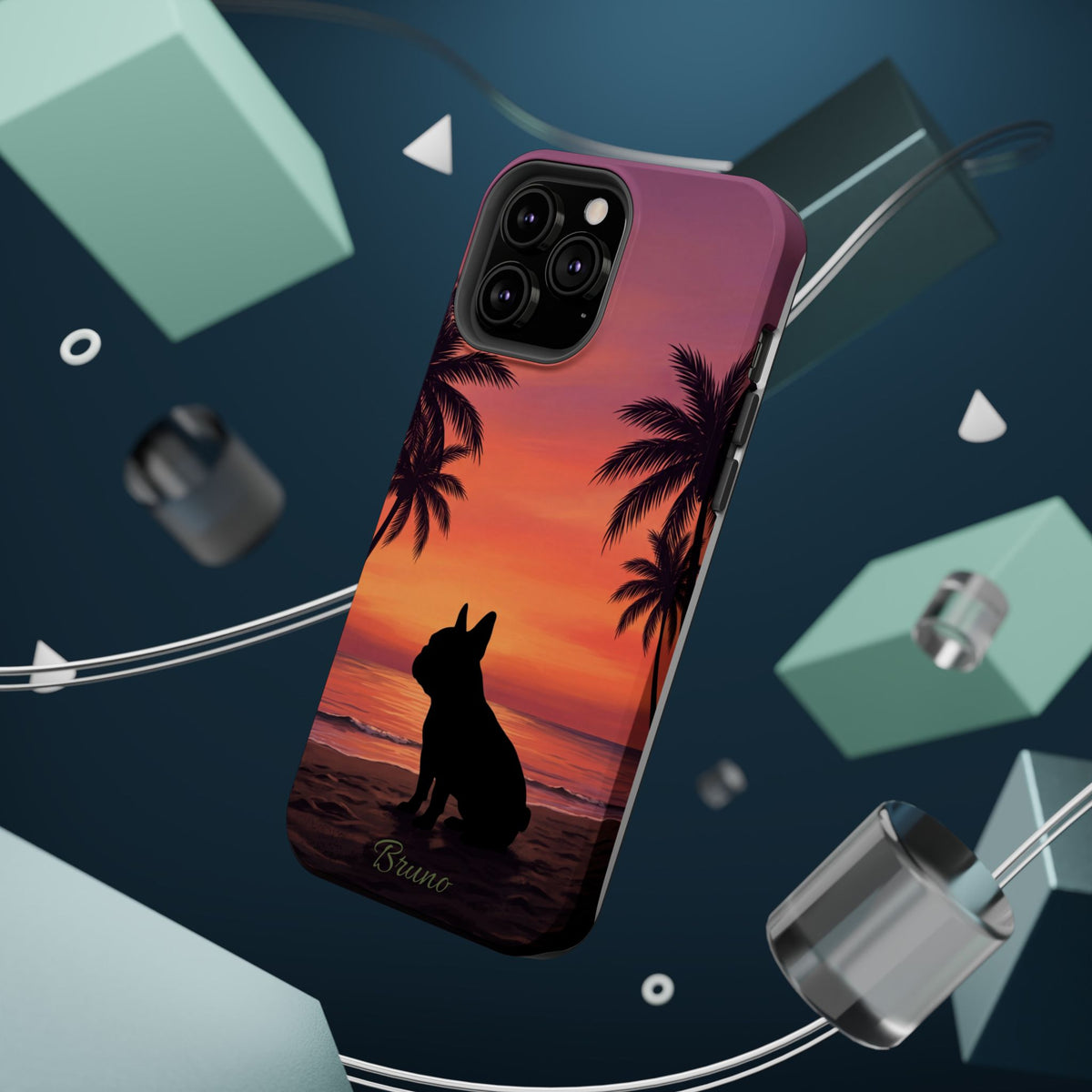 Personalized French Bulldog Tropical Beach Phone Case — Wireless Charging Cover