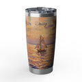 Sailing Personalized Tumbler | Impressionist Sunset Art — 20 oz Stainless Travel Mug