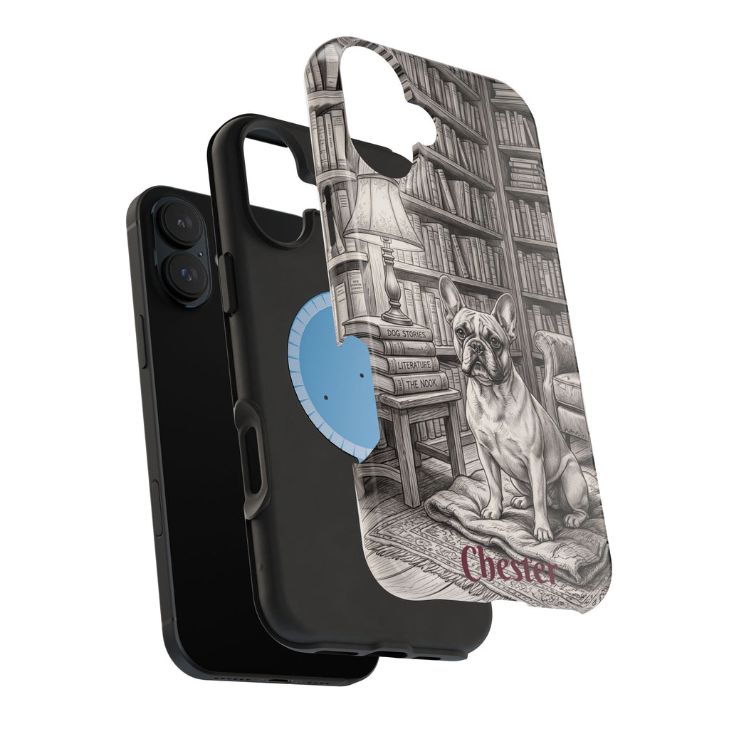 Personalized French Bulldog Library Study Phone Case — Wireless Charging Cover