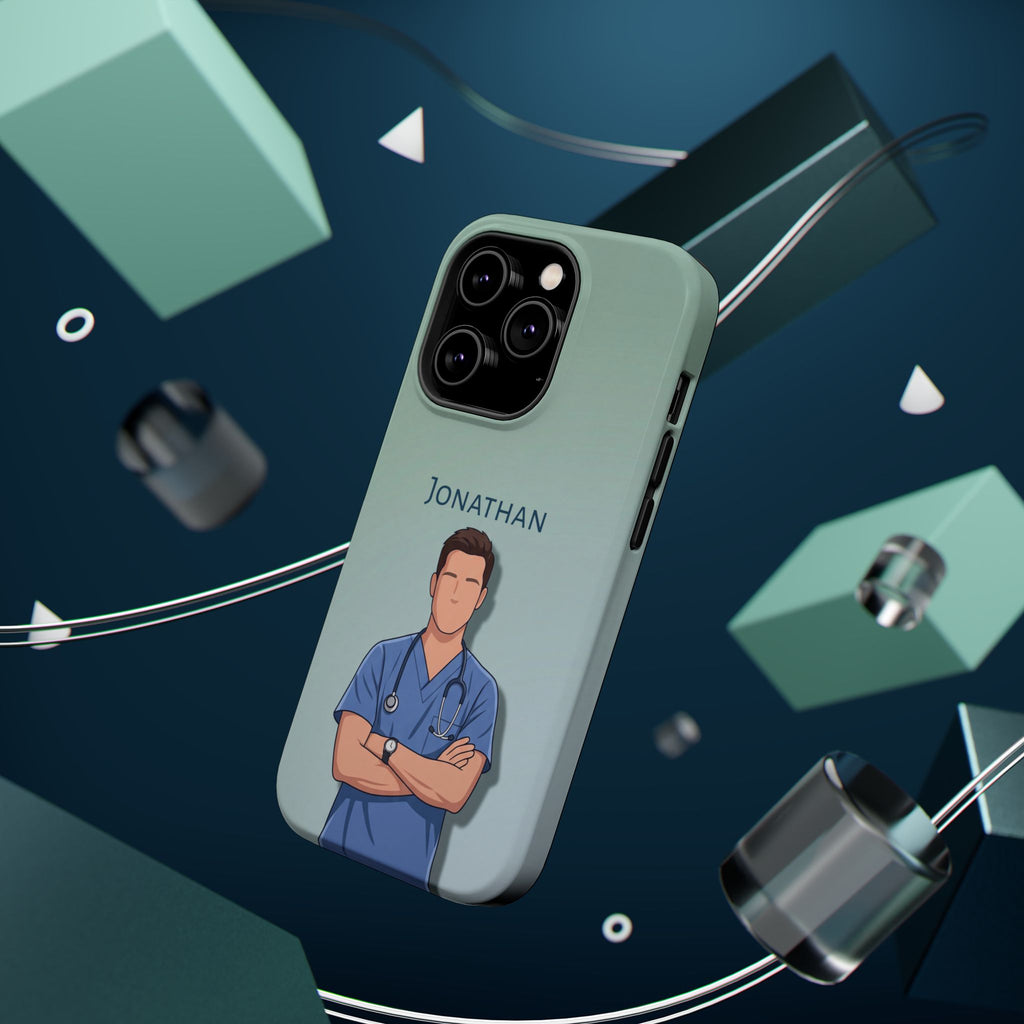Personalized Nurse Portrait Phone Case — Impact-Resistant Wireless Charging Cover