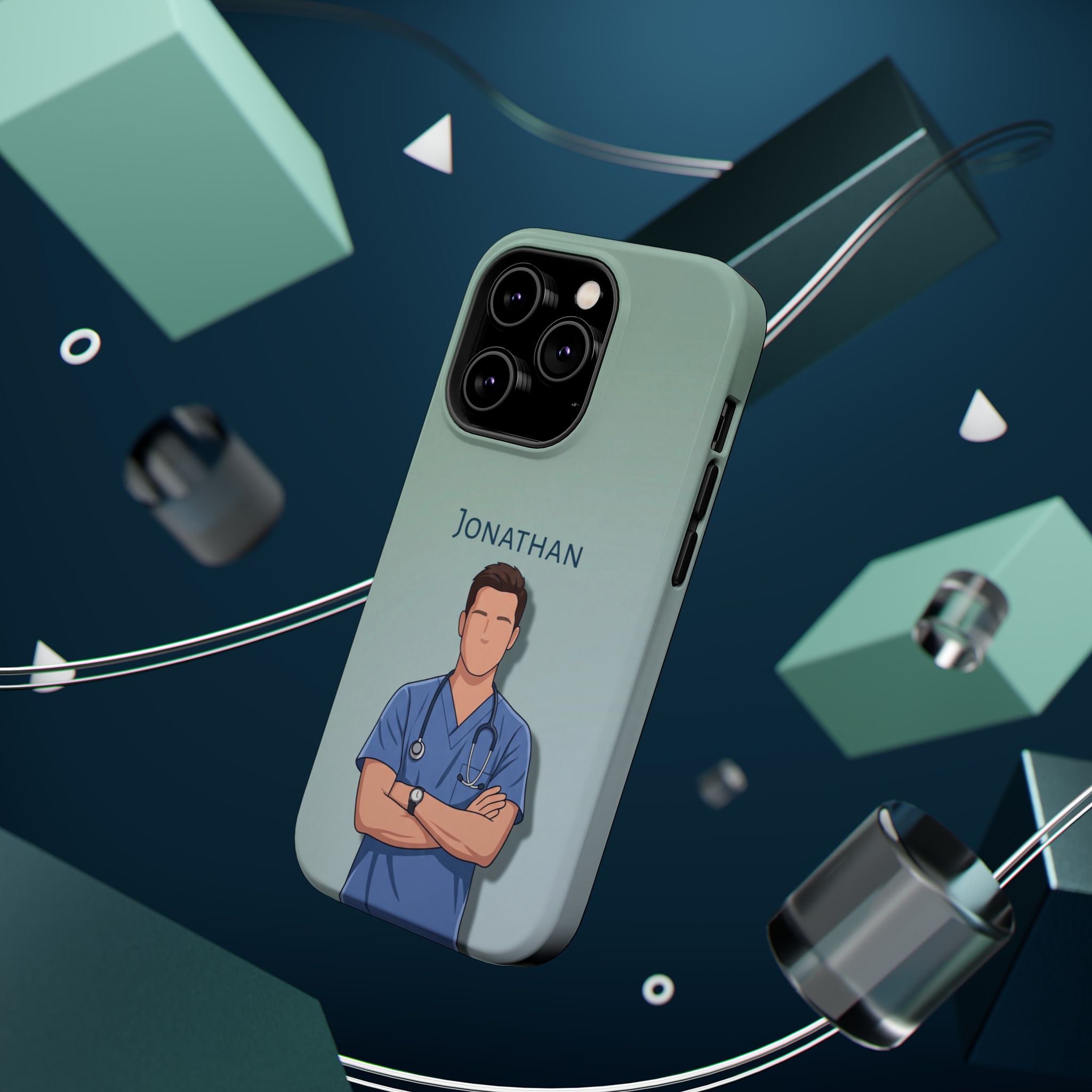 Personalized Nurse Portrait Phone Case — Impact-Resistant Wireless Charging Cover