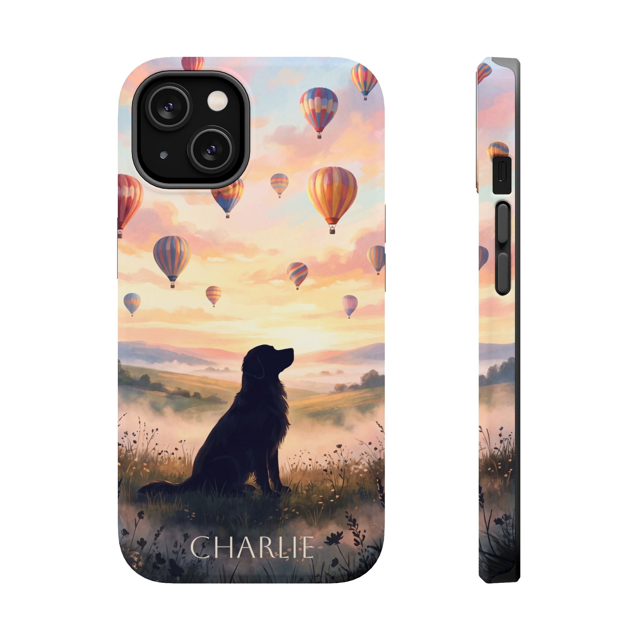 Personalized Golden Retriever Hot Air Balloon Phone Case — Wireless Charging Cover