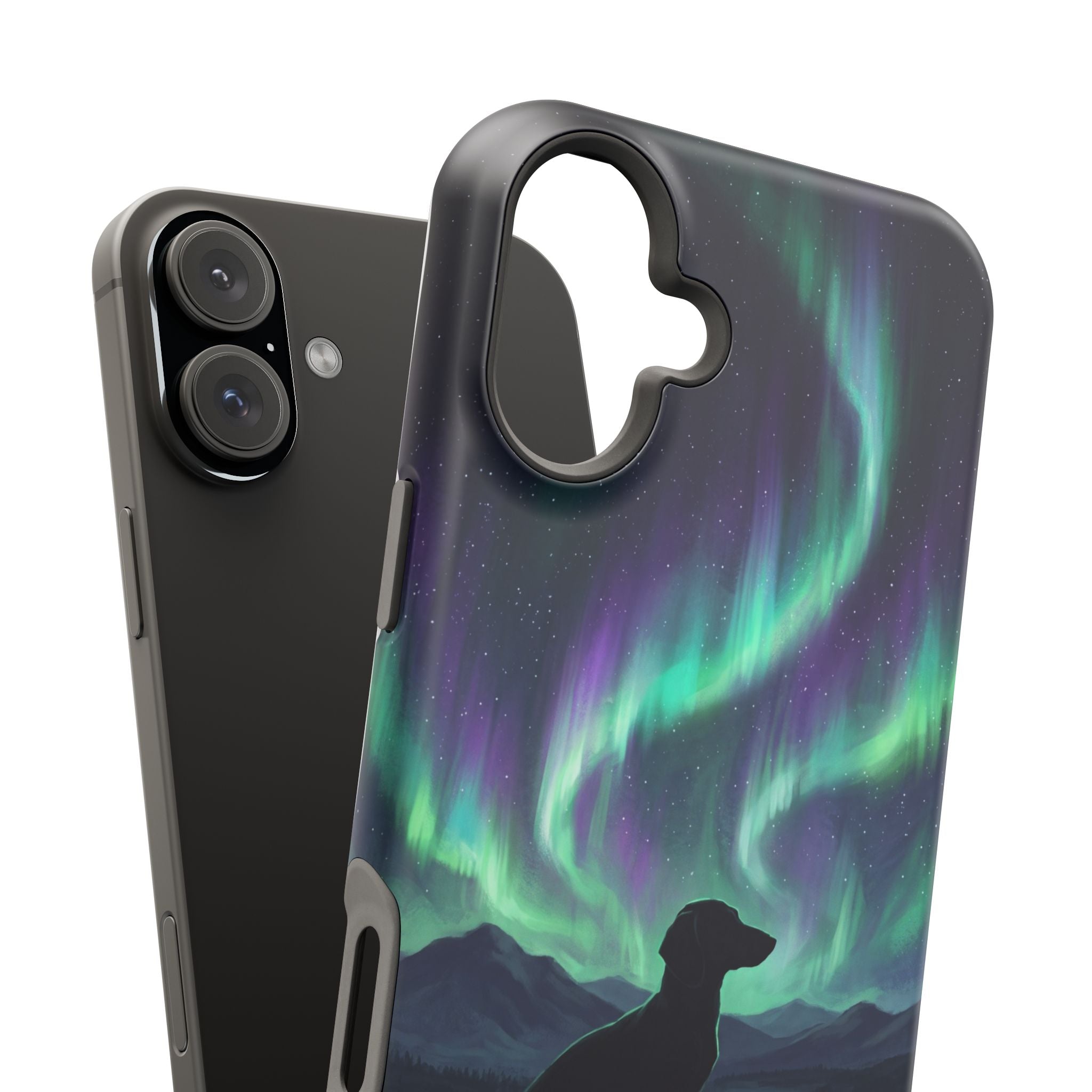 Personalized Dachshund Northern Lights Phone Case — Wireless Charging Cover