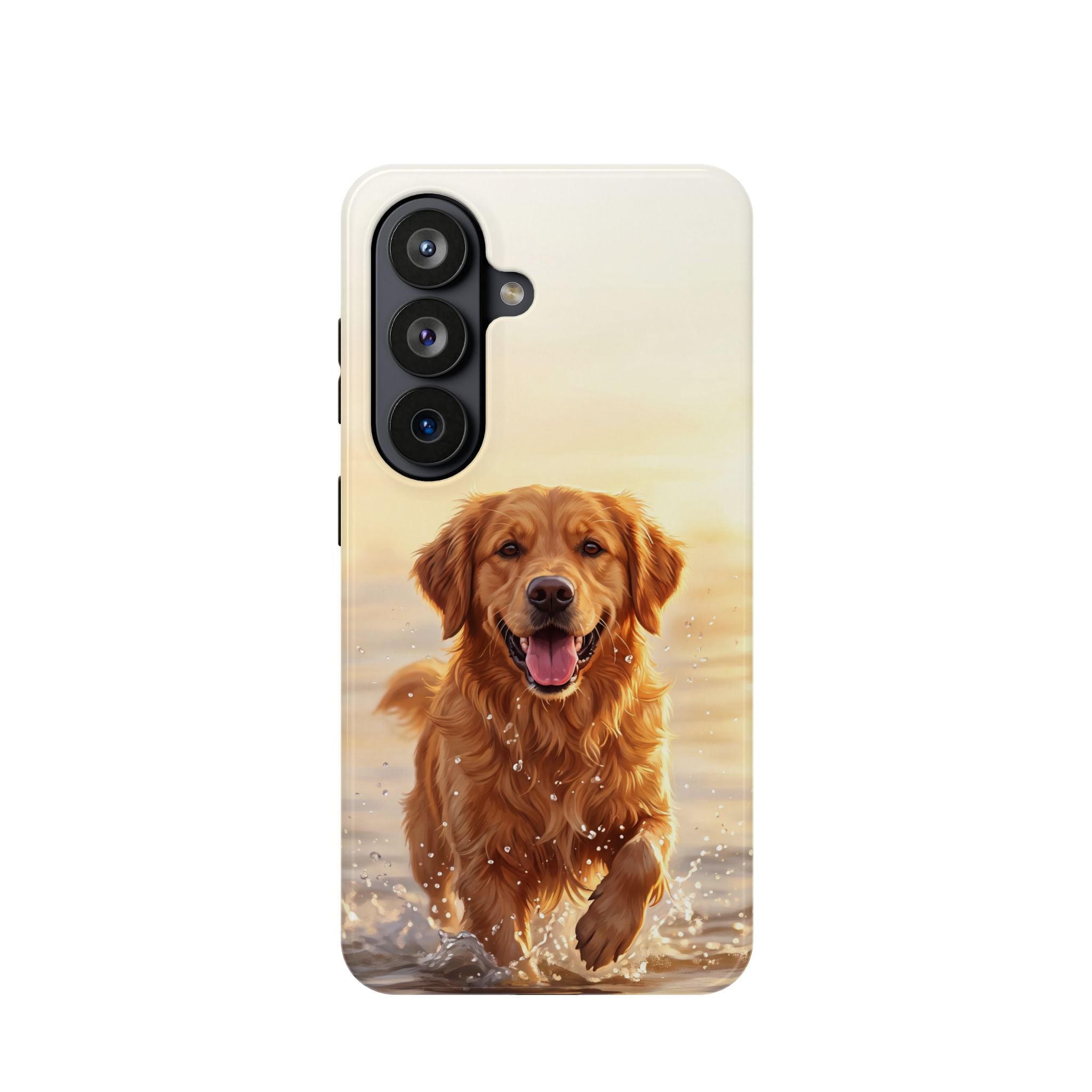 Beach Golden Retriever Phone Case — Impact-Resistant Wireless Charging Cover