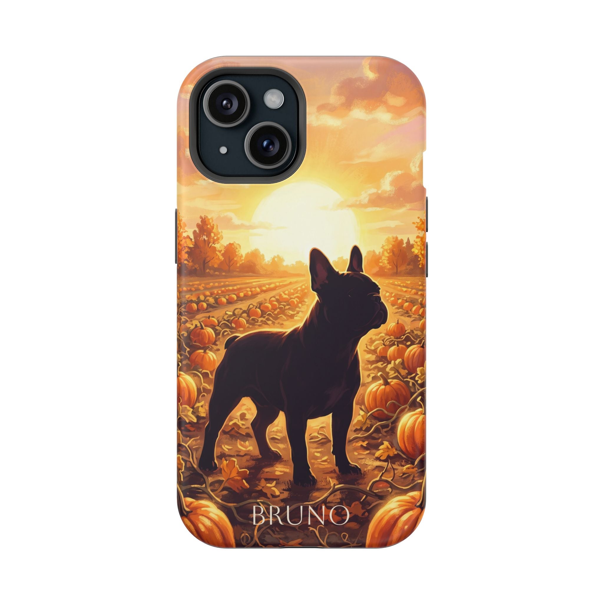 Personalized French Bulldog Pumpkin Patch Phone Case — Wireless Charging Cover