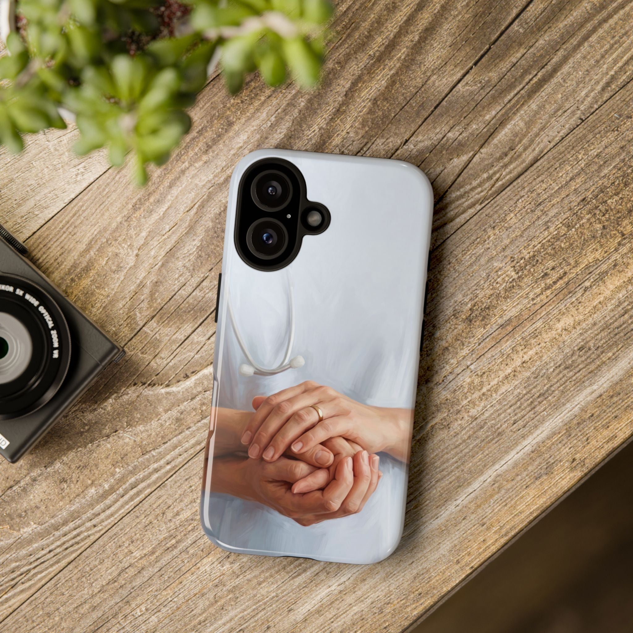Nurse's Comforting Hands Phone Case | Caring Hands & Stethoscope Illustration | iPhone & Samsung