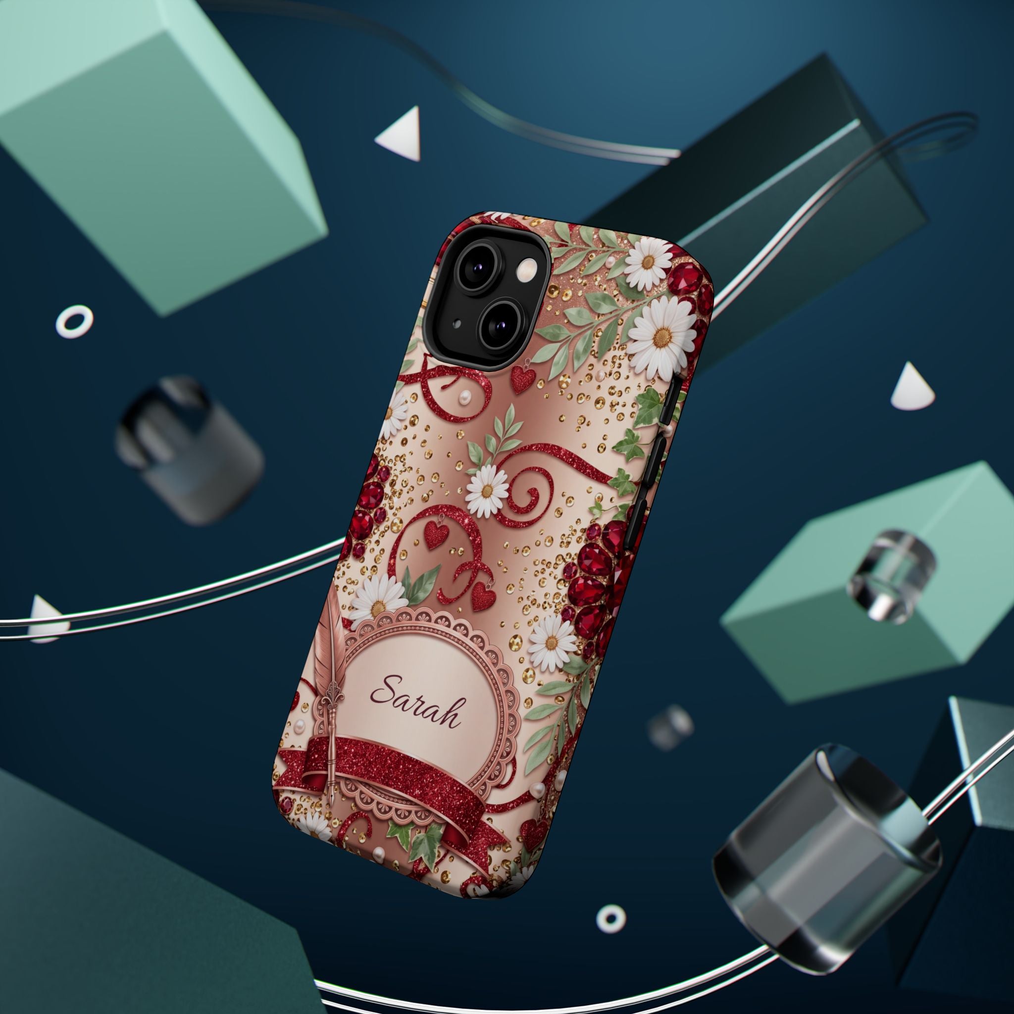 Personalized Vintage Floral Teacher Phone Case — Wireless Charging Cover