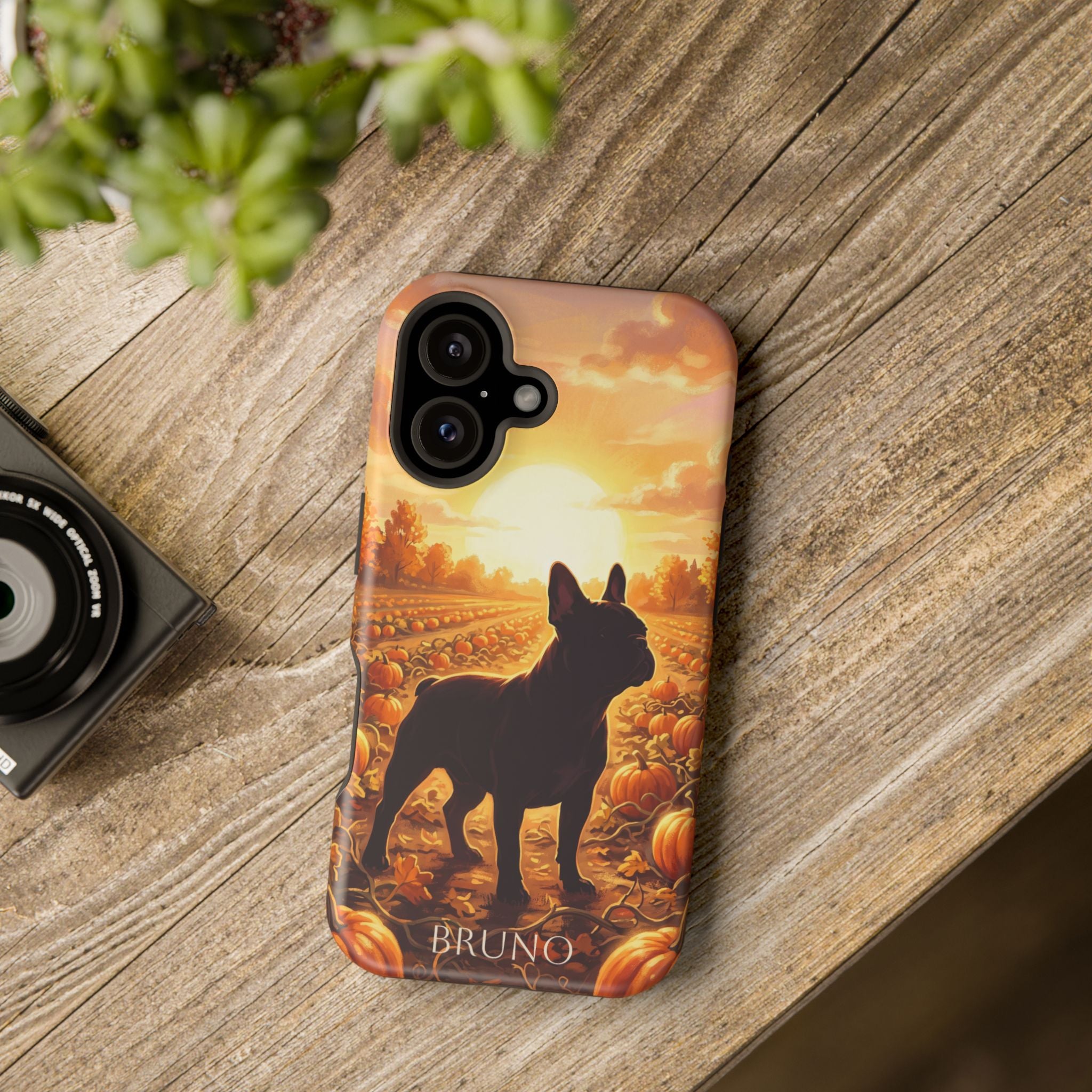 Personalized French Bulldog Pumpkin Patch Phone Case — Wireless Charging Cover