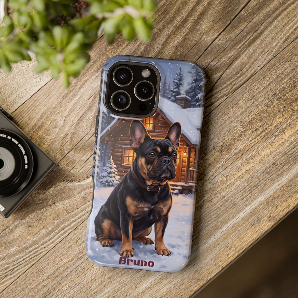 Personalized French Bulldog Cozy Cabin Phone Case — Wireless Charging Cover