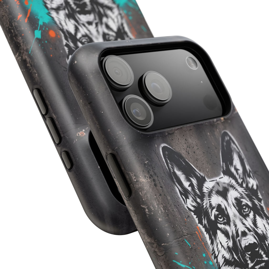 German Shepherd Phone Case | Graffiti Street Art — Tough Magnetic Case with Wireless Charging