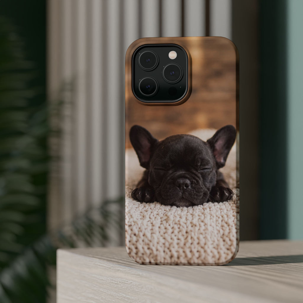 Sleepy French Bulldog Phone Case — Impact-Resistant Wireless Charging Cover