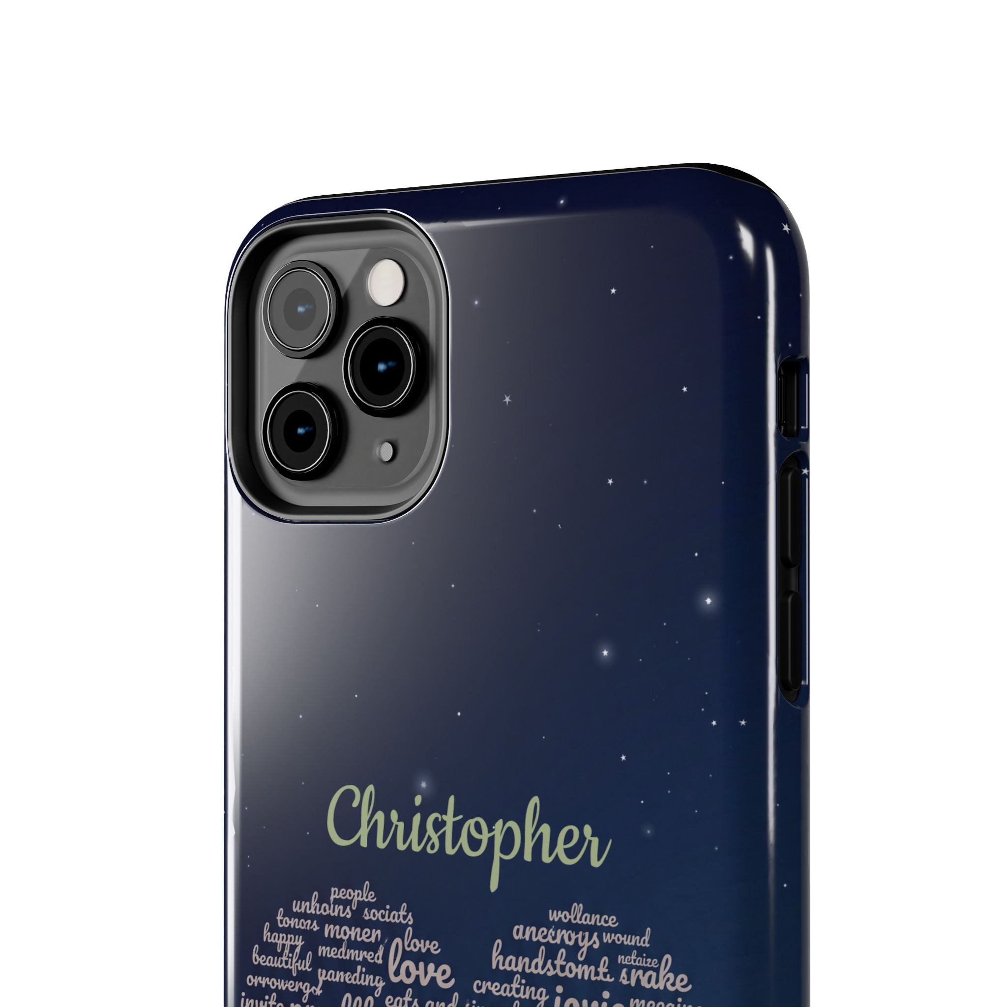 Personalized Teacher Heart Word Cloud Phone Case — Custom Name Starry Design