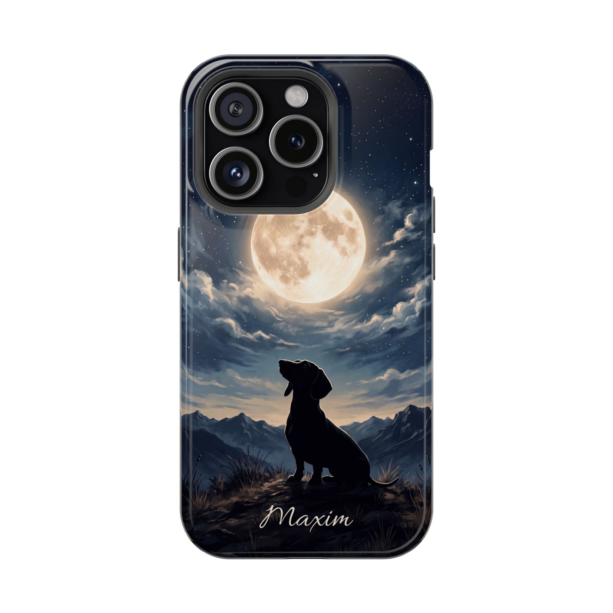 Personalized Dachshund Moonlight Phone Case — Wireless Charging Cover