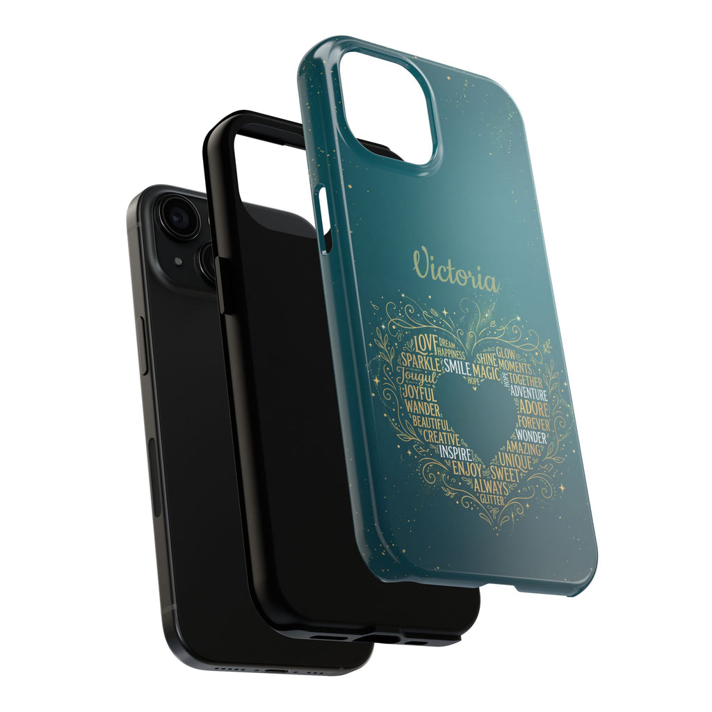 Personalized Teacher Phone Case — Custom Name Heart Word Art Design