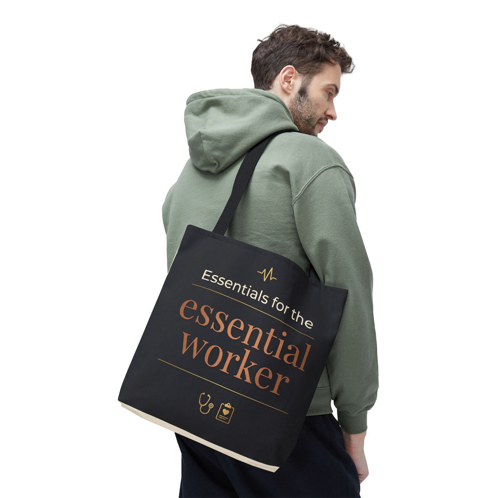 Essentials for the Essential Worker Tote | Healthcare Worker Gift Tote Bag | Nurse Doctor Appreciation Gift | Premium Polyester Carry-All