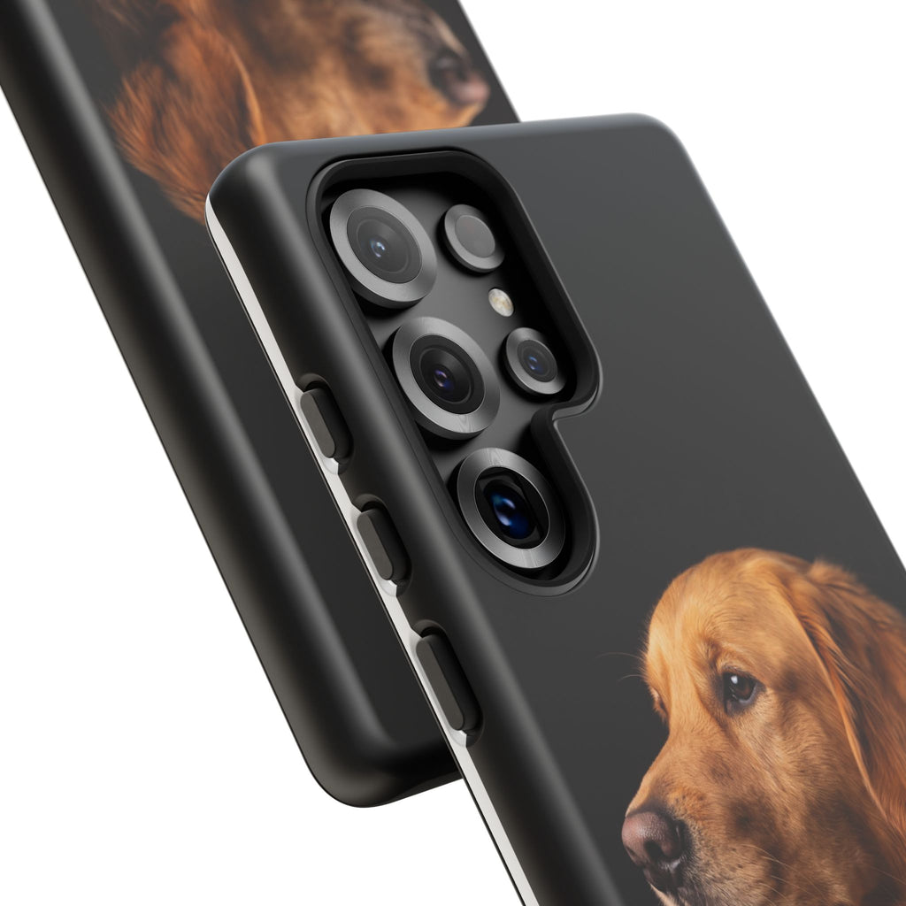 Golden Retriever Portrait Phone Case | Realistic Dog Photo on Black Background | iPhone & Samsung