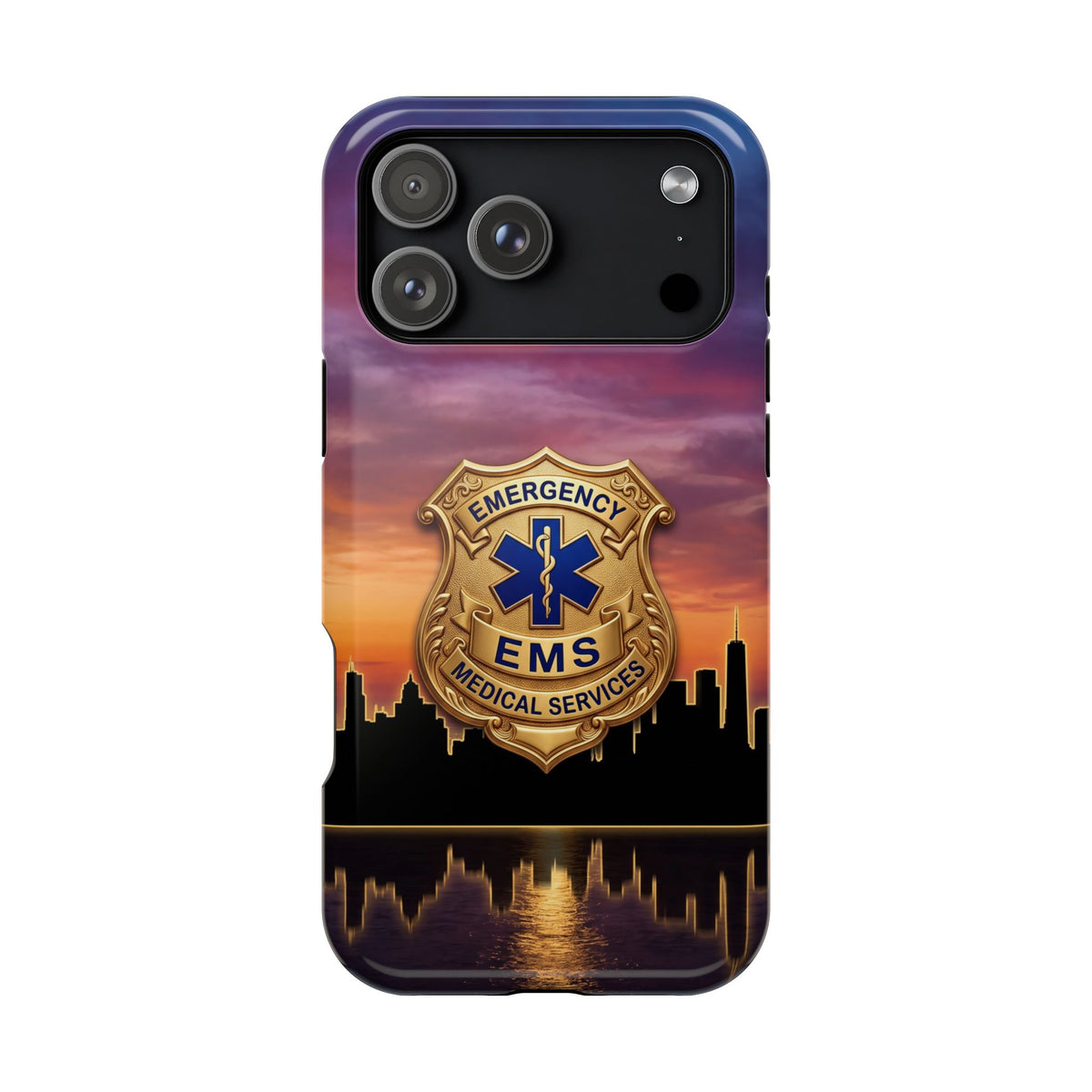 EMS Badge Sunset Skyline Phone Case — Magnetic Wireless Charging Cover