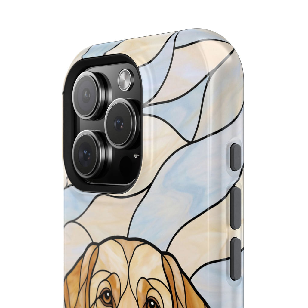 Floral Stained Glass Labrador Phone Case — Tough Magnetic Case with Wireless Charging