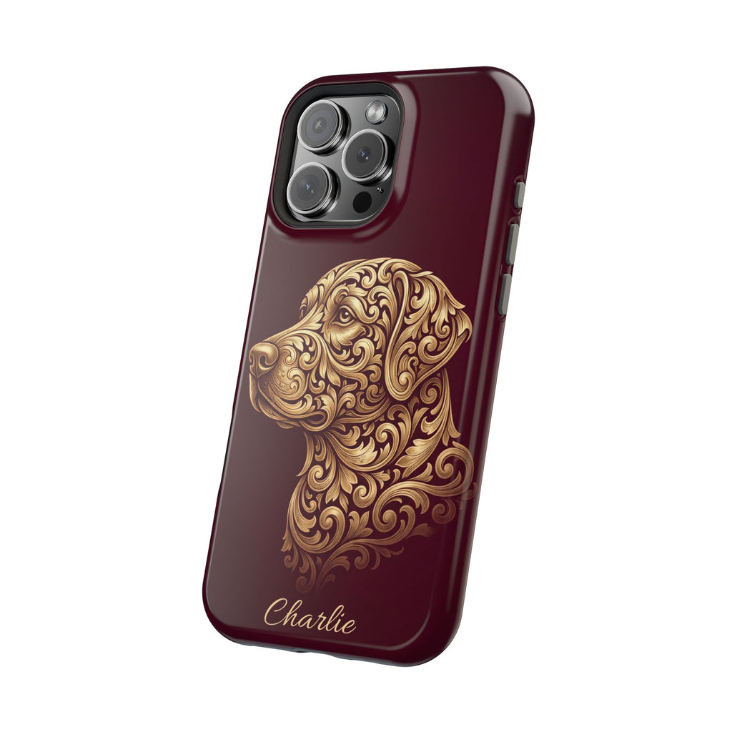 Personalized Gold Filigree Labrador Phone Case — Tough Magnetic Case with Wireless Charging