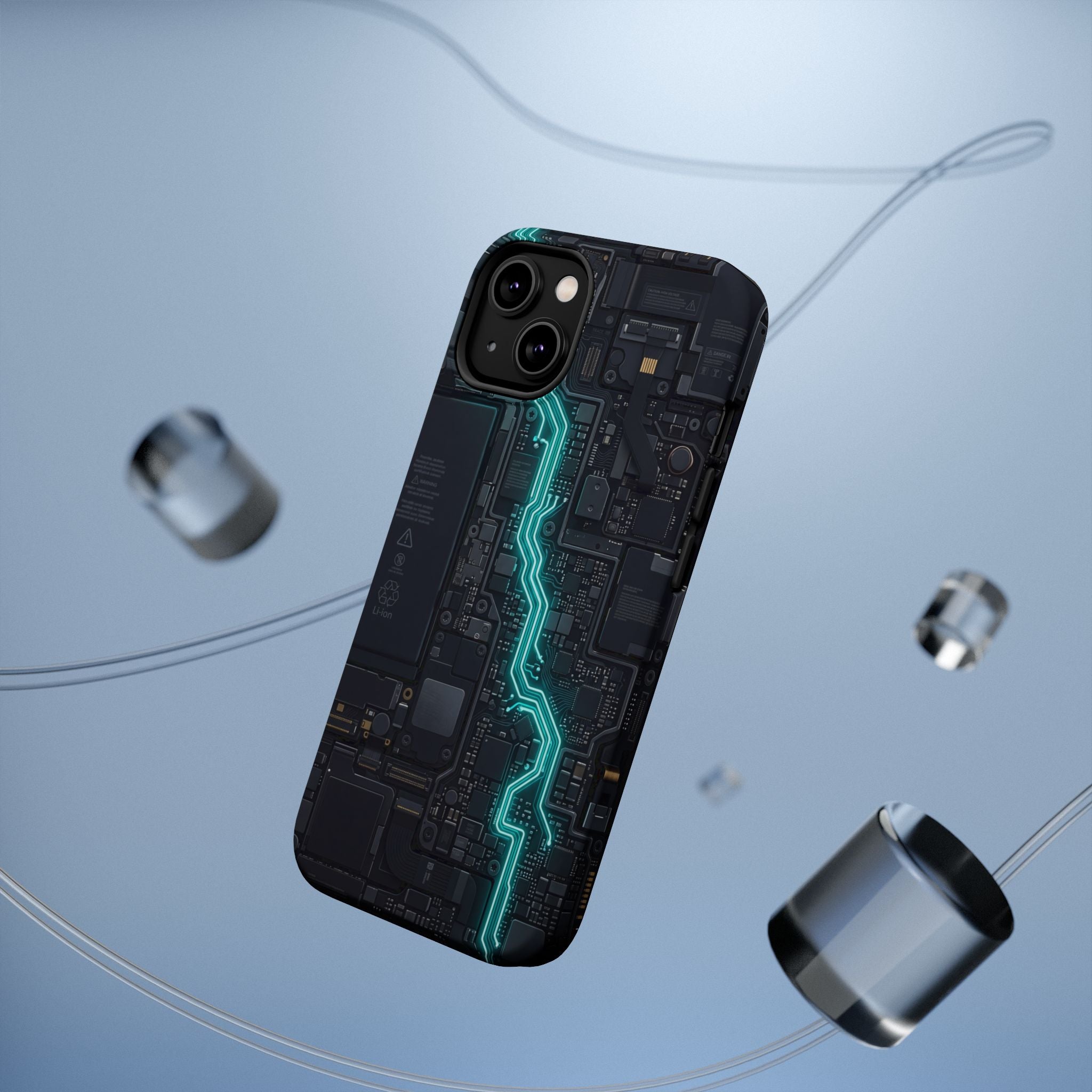 Cyan Bolt Electrician Phone Case — Electric Circuit Wireless Charging Cover