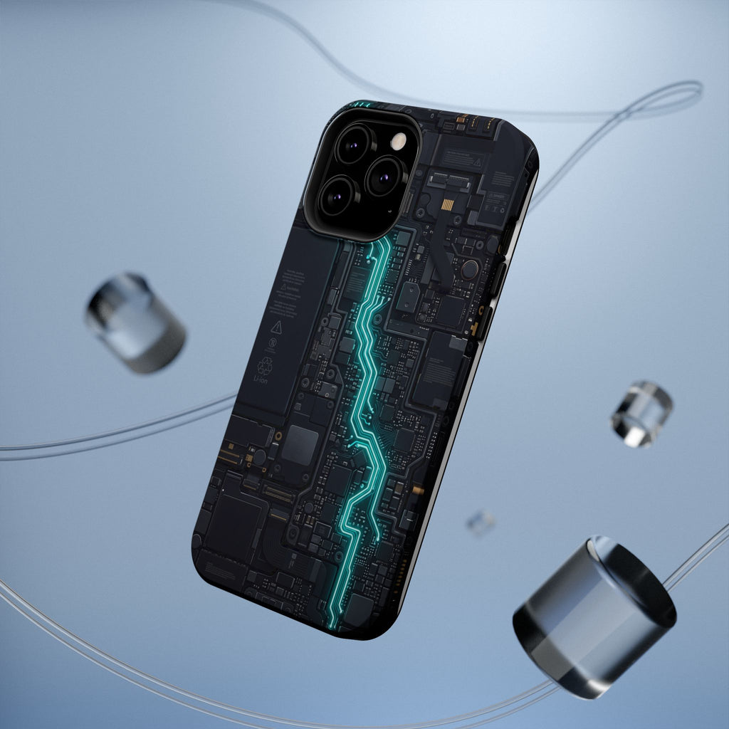 Cyan Bolt Electrician Phone Case — Electric Circuit Wireless Charging Cover