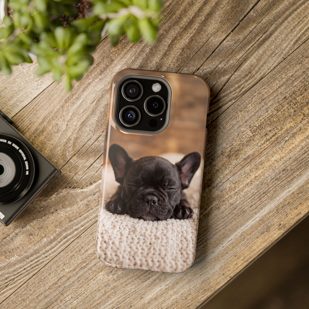 Sleepy French Bulldog Phone Case — Impact-Resistant Wireless Charging Cover