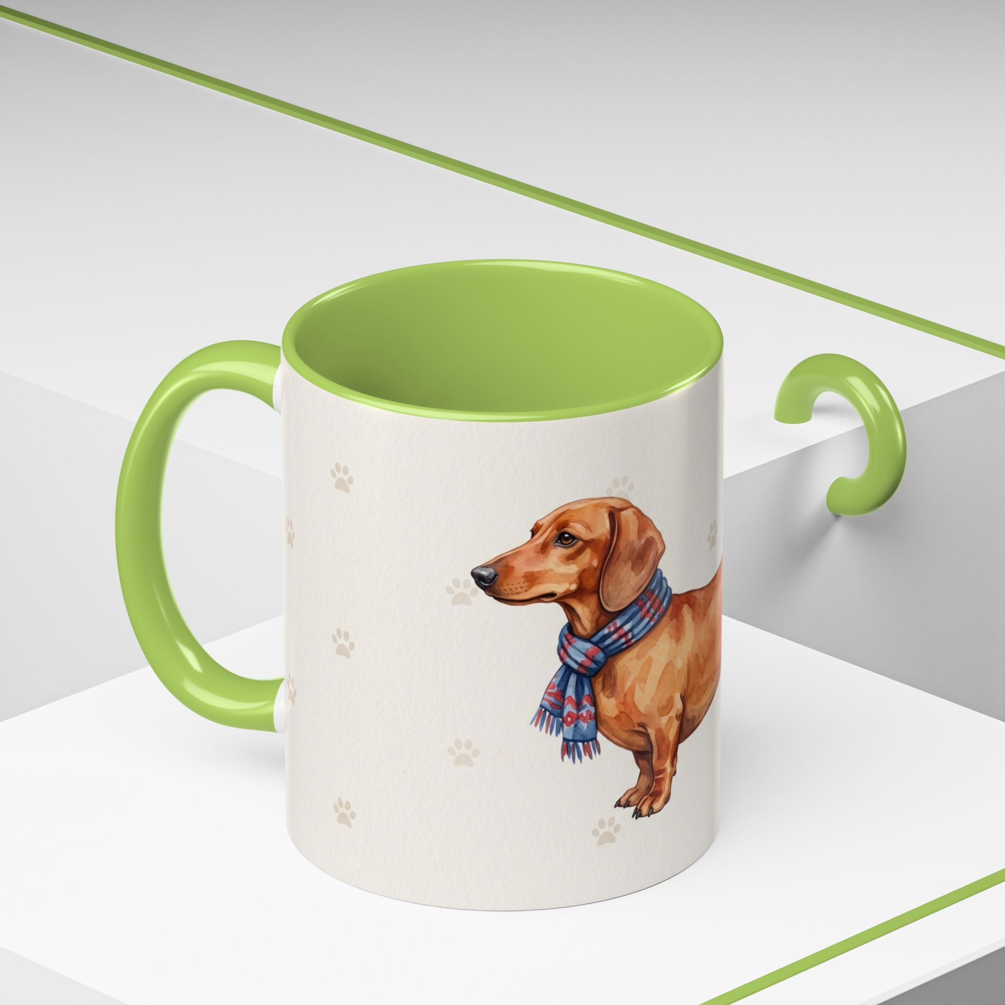 Dachshund Lover Mug – Wiener Dog with Scarf, Cute Watercolor Dachshund Gift Mug