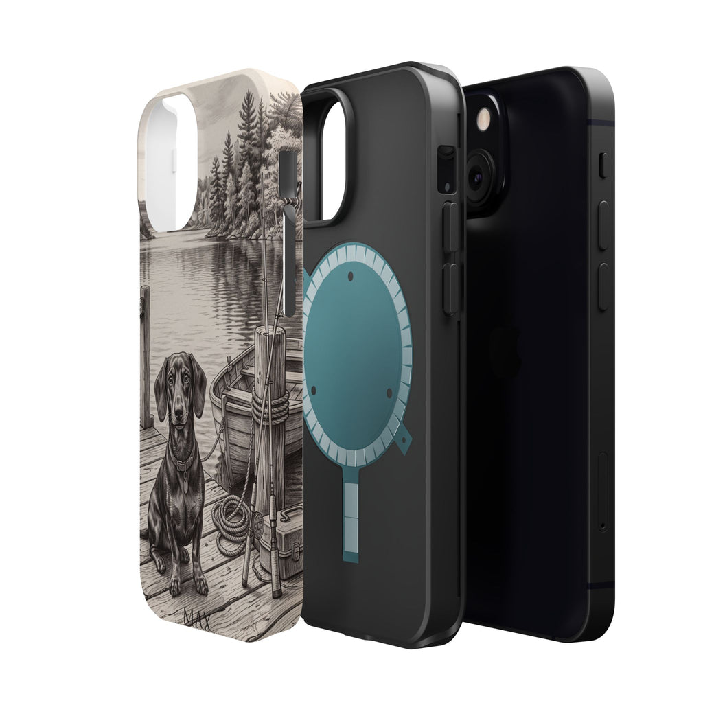 Personalized Dachshund Sunset Beach Phone Case — Wireless Charging Cover