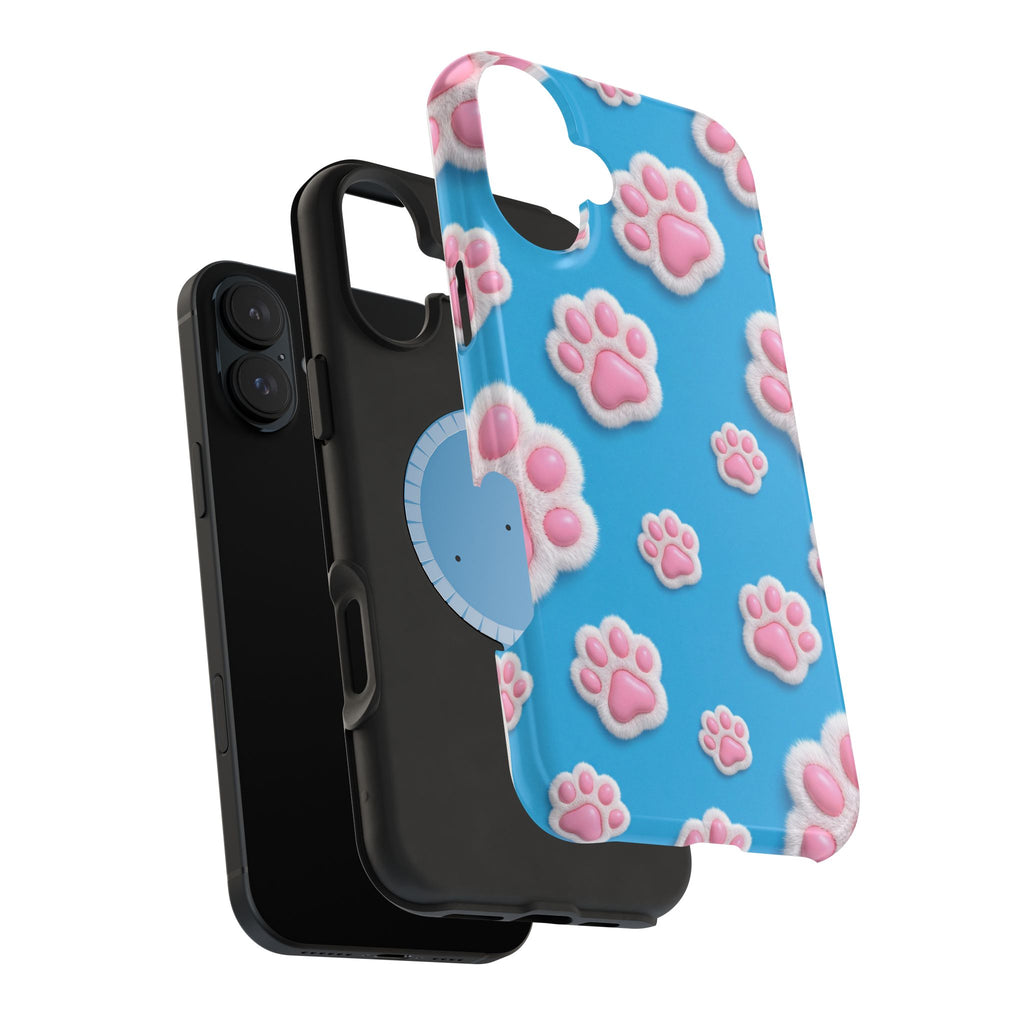 Fluffy Paw Print Phone Case | Cute 3D Pink Paw Pattern Case for Dog & Cat Lovers | iPhone & Samsung