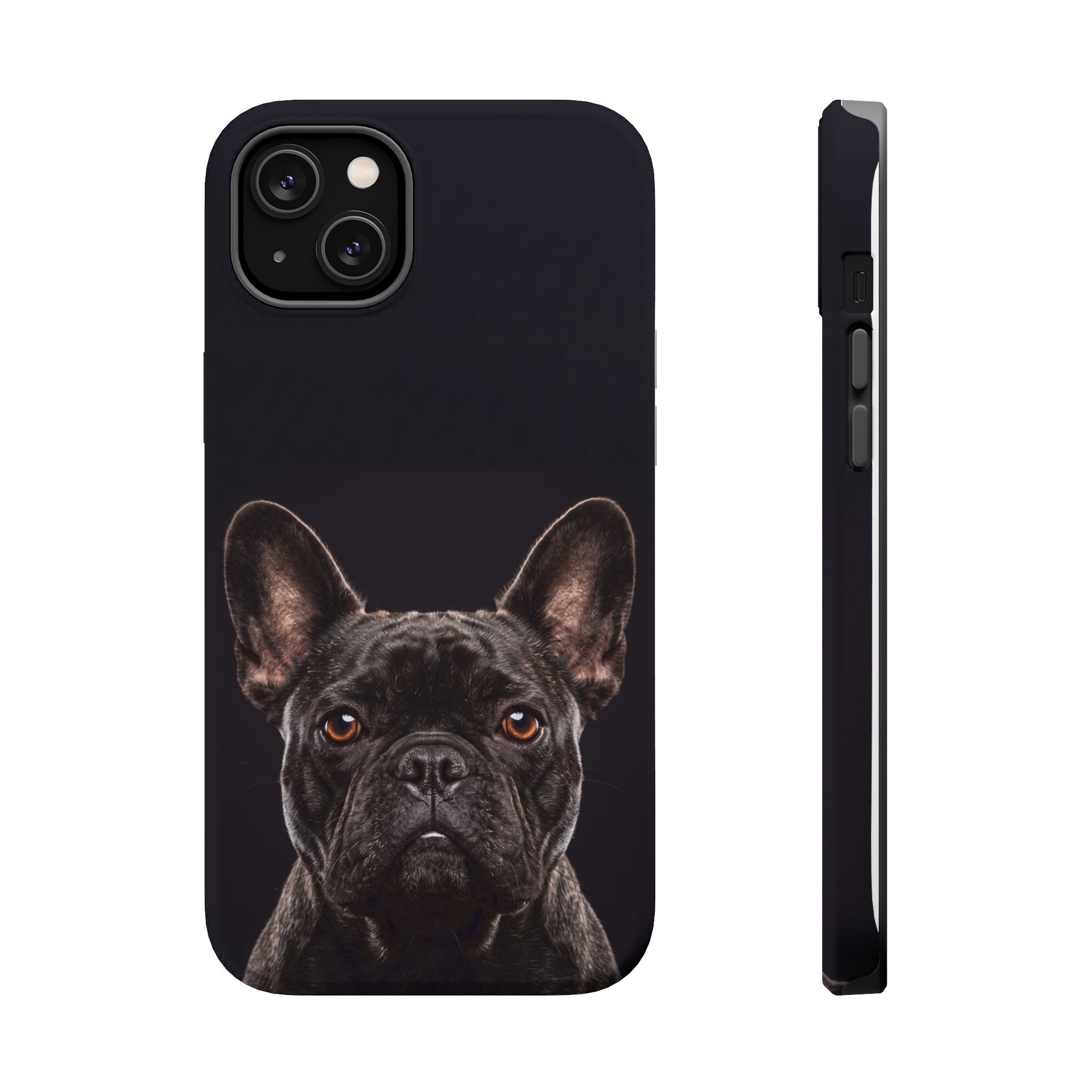 Black French Bulldog Phone Case — Impact-Resistant Wireless Charging Cover