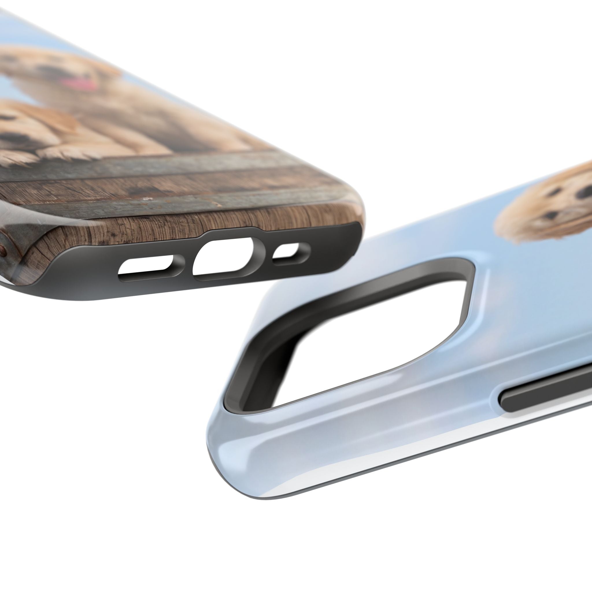 Golden Retriever Puppy Duo Phone Case — Impact-Resistant Wireless Charging Cover