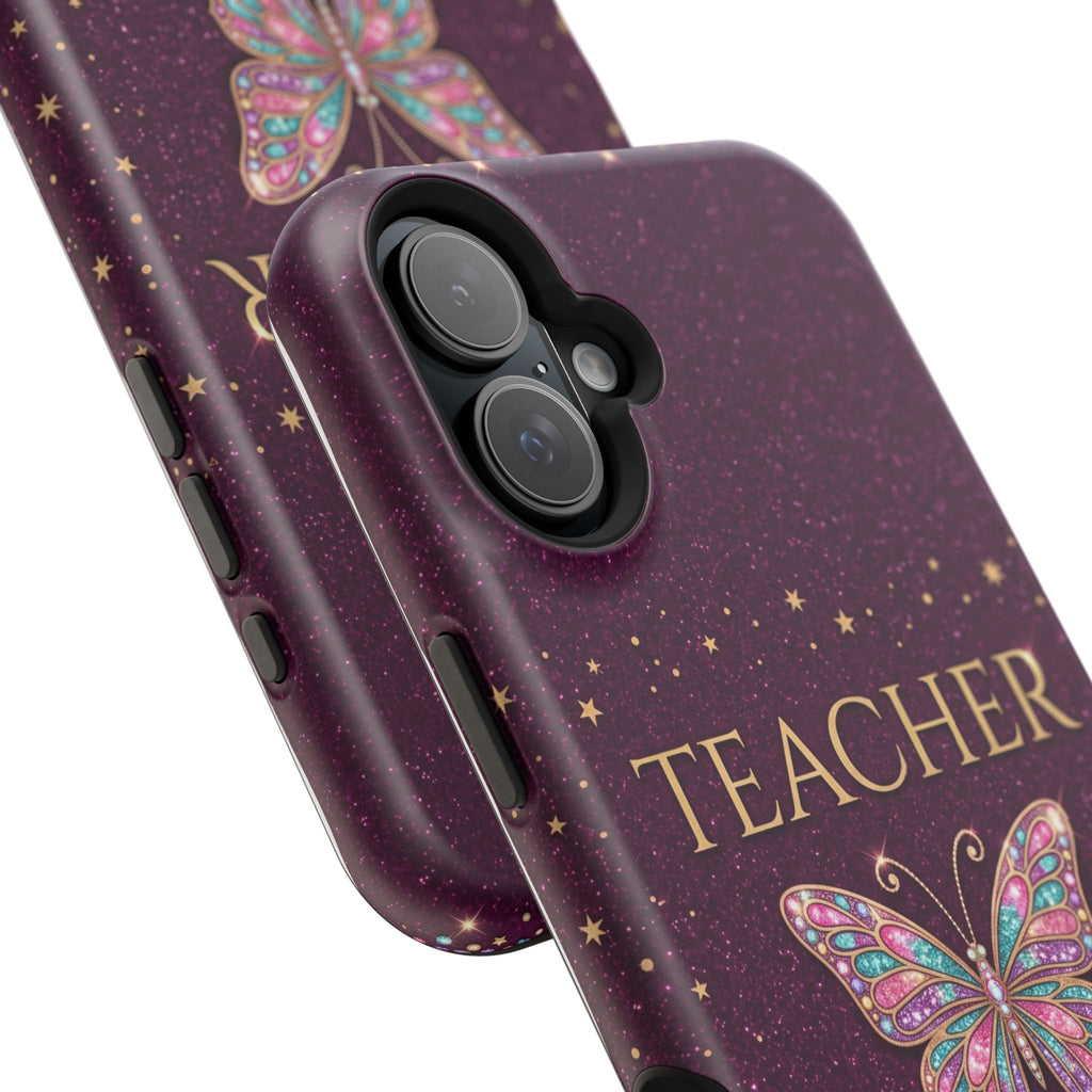 Teacher Life Glitter Butterfly Phone Case — Wireless Charging Cover