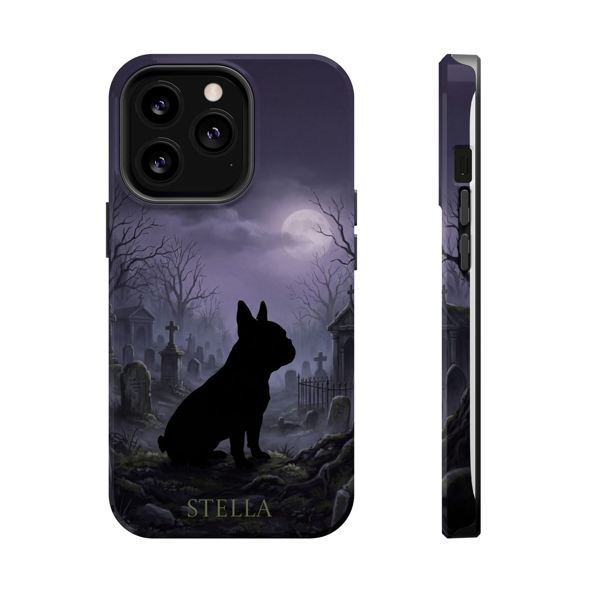 Personalized French Bulldog Moonlit Graveyard Phone Case — Wireless Charging Cover