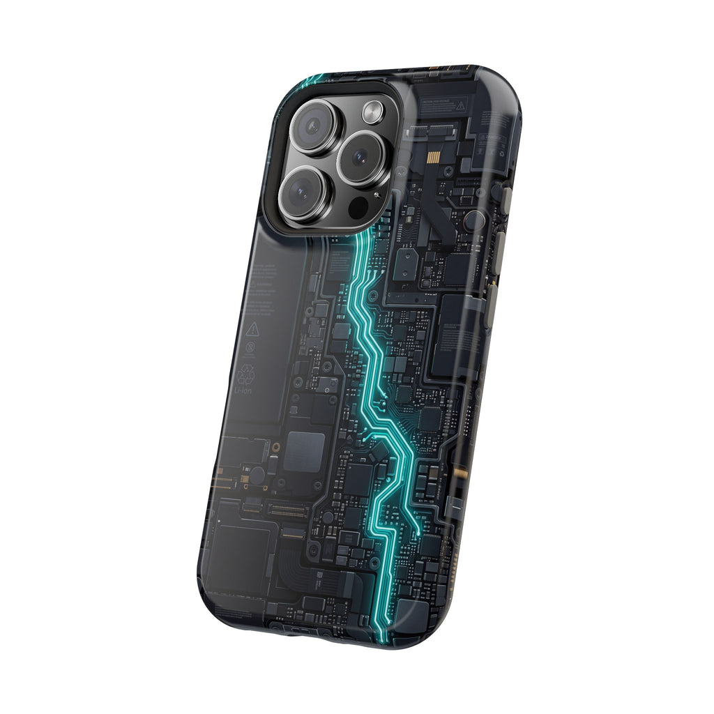 Cyan Bolt Electrician Phone Case — Electric Circuit Wireless Charging Cover