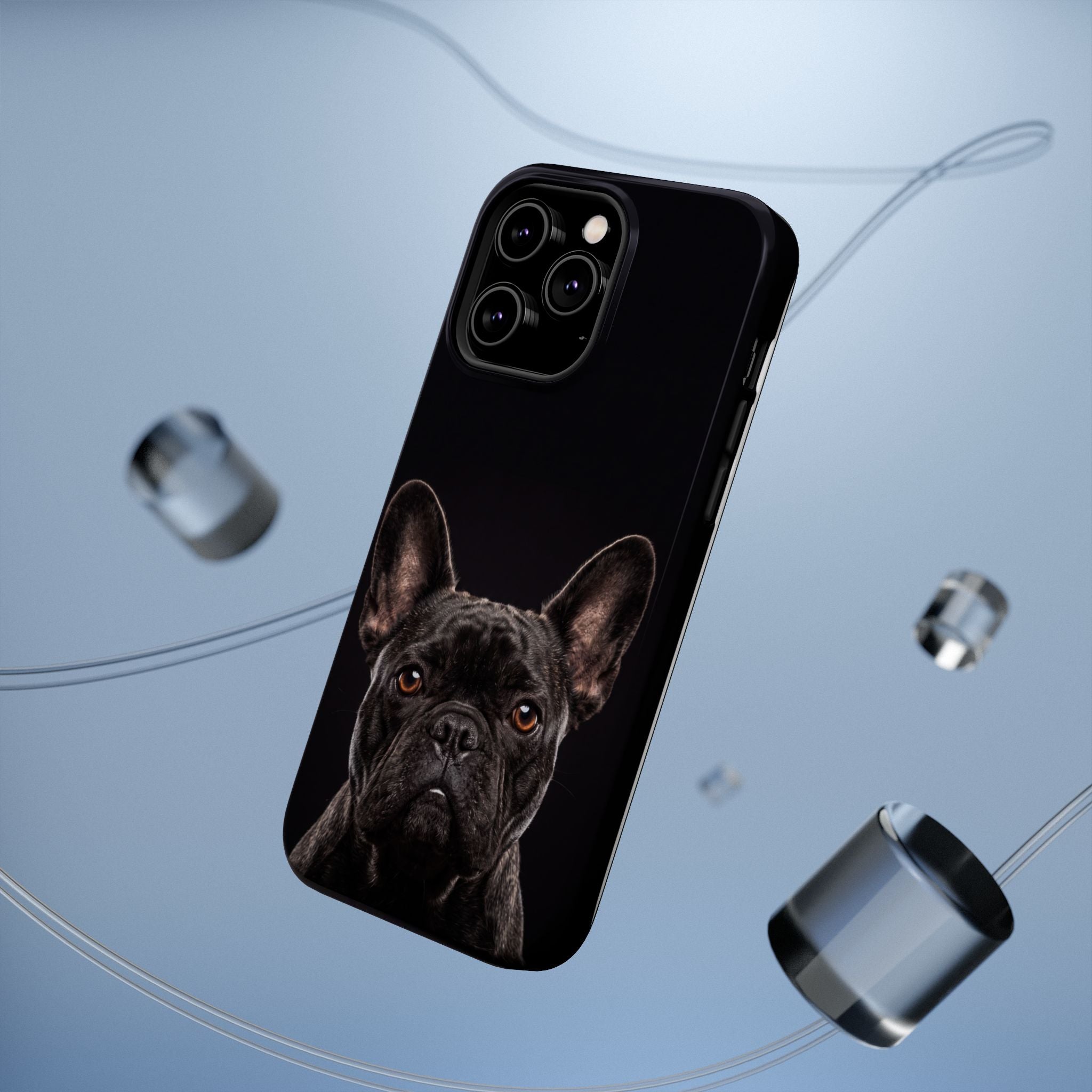 Black French Bulldog Phone Case — Impact-Resistant Wireless Charging Cover