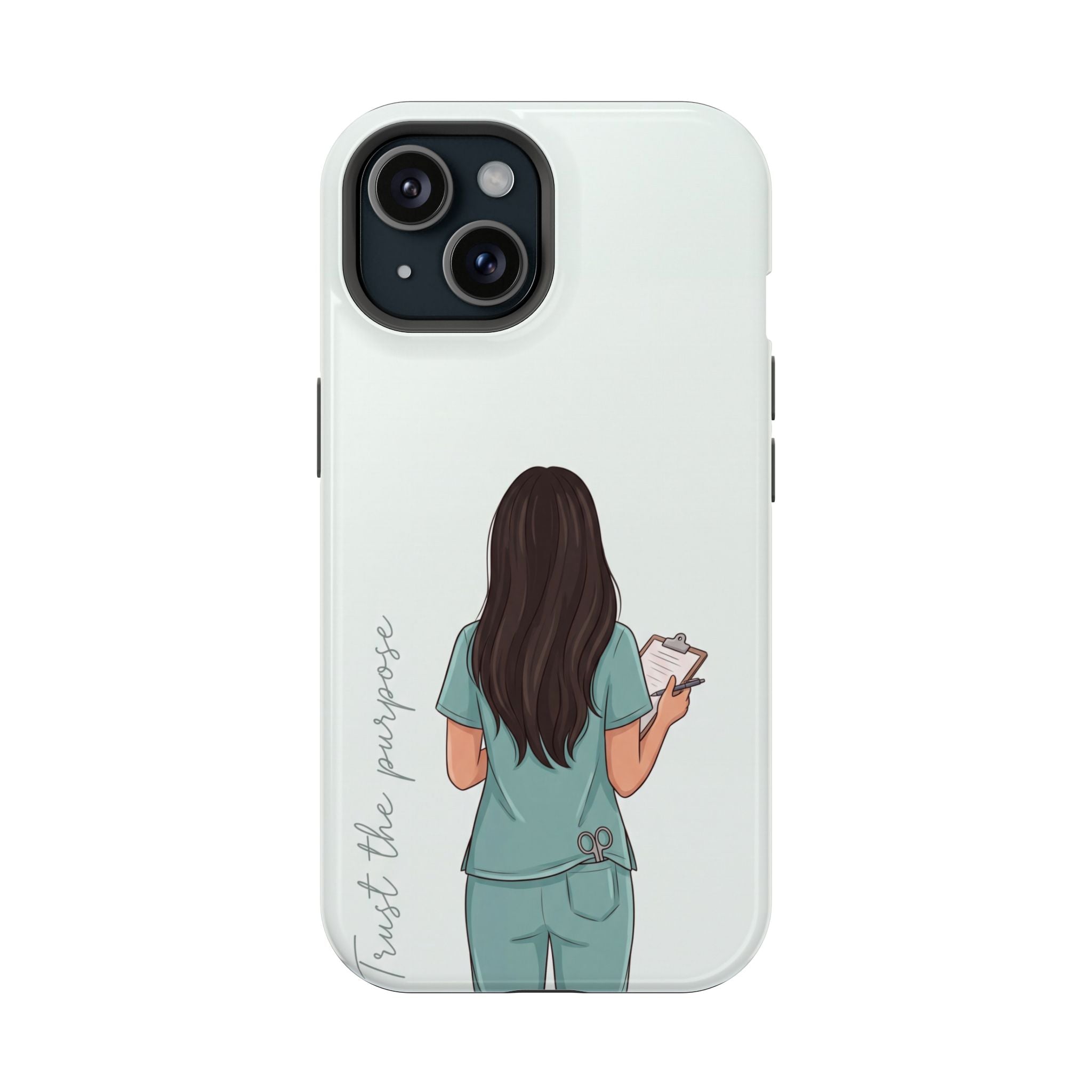Nurse Illustration Phone Case — Impact-Resistant Wireless Charging Cover