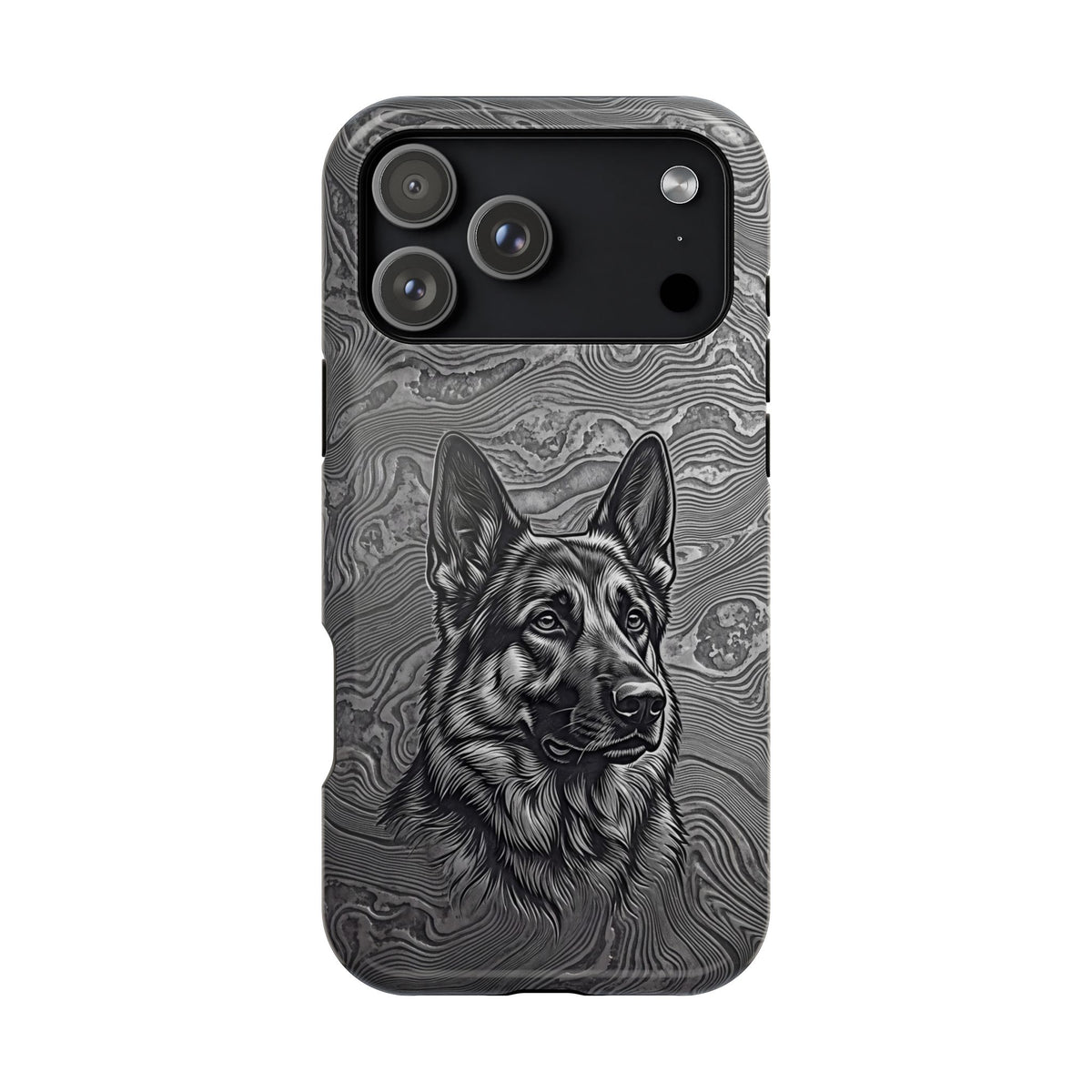 German Shepherd Phone Case | Damascus Art — Tough Magnetic Case with Wireless Charging